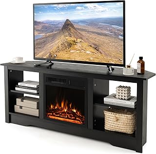 Tangkula Corner Fireplace TV Stand for TV Up to 65 Inches,with 18 Inches...