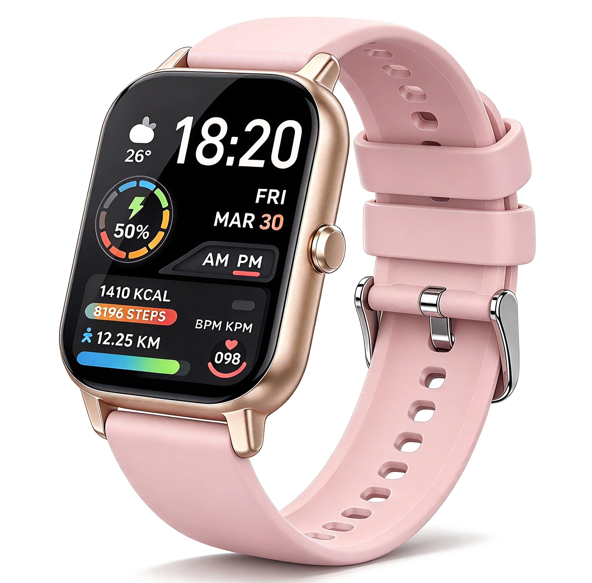 Smartwatch Damen Herren, 1.85" HD Fitnessuhr mit Bluetooth-Anruf