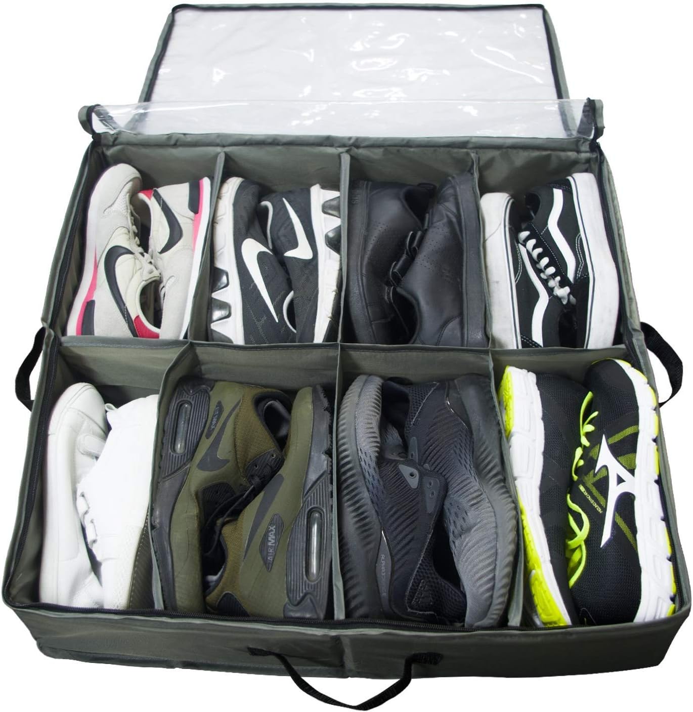 ACMETOP Built-in Structure Under Bed Shoe Storage, Space Saver Organizer, Sturdy & Breathable Materials, Solid Zippered, Dust-Free Design, Underbed Shoes Closet Storage Solution (8 Cell)
