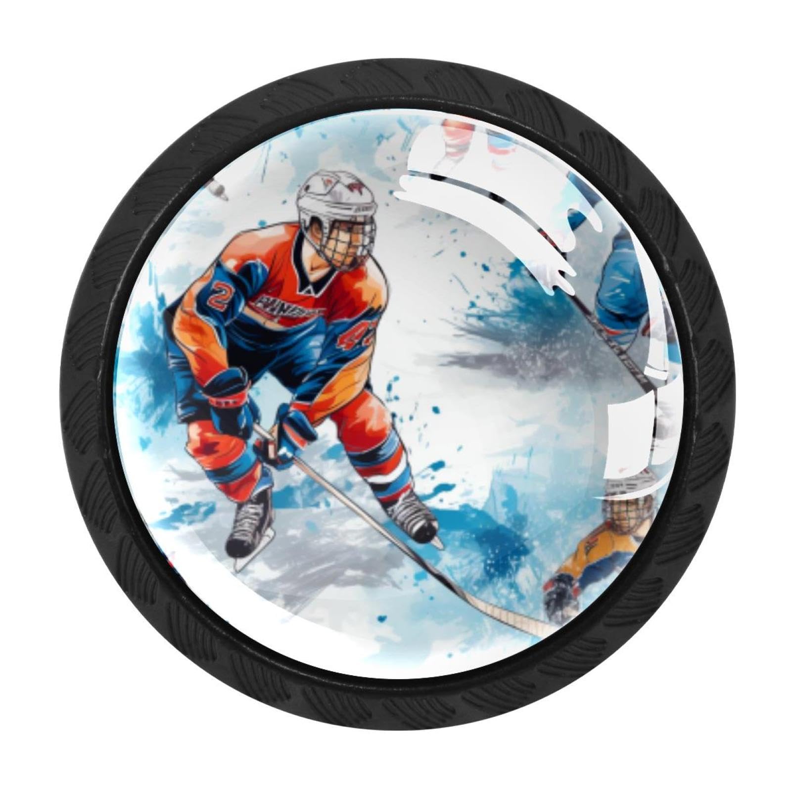 Chenzzzz Multicolored 14 4 Pieces Ice Hockey Drawer Knobs, 35Mm Black Cabinet Knobs, Drawer Pulls And Knobs, Dresser Drawer Knobs, Cabinet Hardware Kitchen Cabinet Knobs
