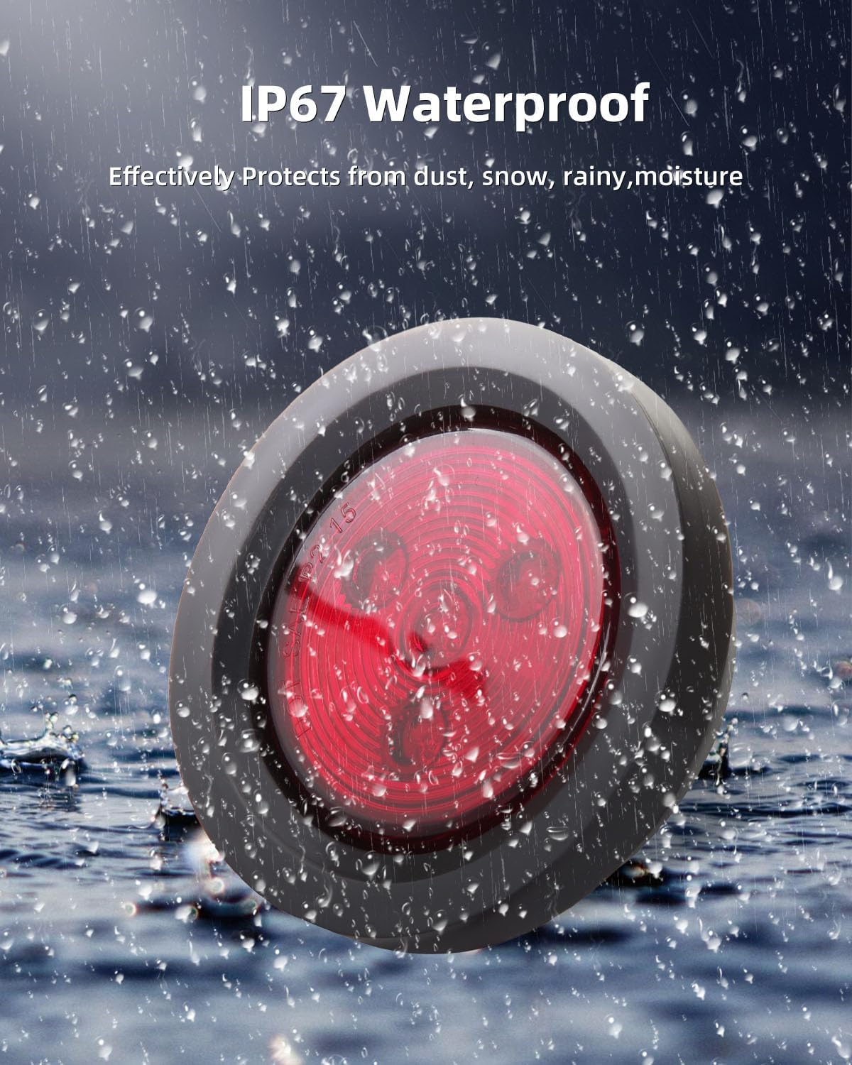 LBRSR 12x 2.5"Amber+Red Round Trailer Side Marker Light Grommet Flush Mount Trailer LED Marker Clearance Light 2.5 inch Clearance Lights with Reflex Lens for Truck RV Camper, IP67 Waterproof, 12V