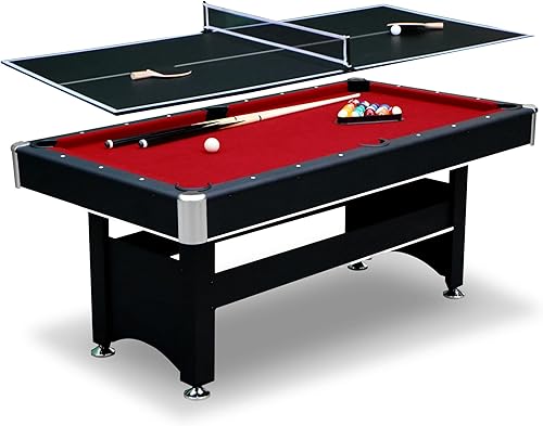 Hathaway Spartan - Mesa de billar de 6 pies, con mesa combo de ping pong y juegos múltiples para salas de juegos de recreación familiar - Incluye