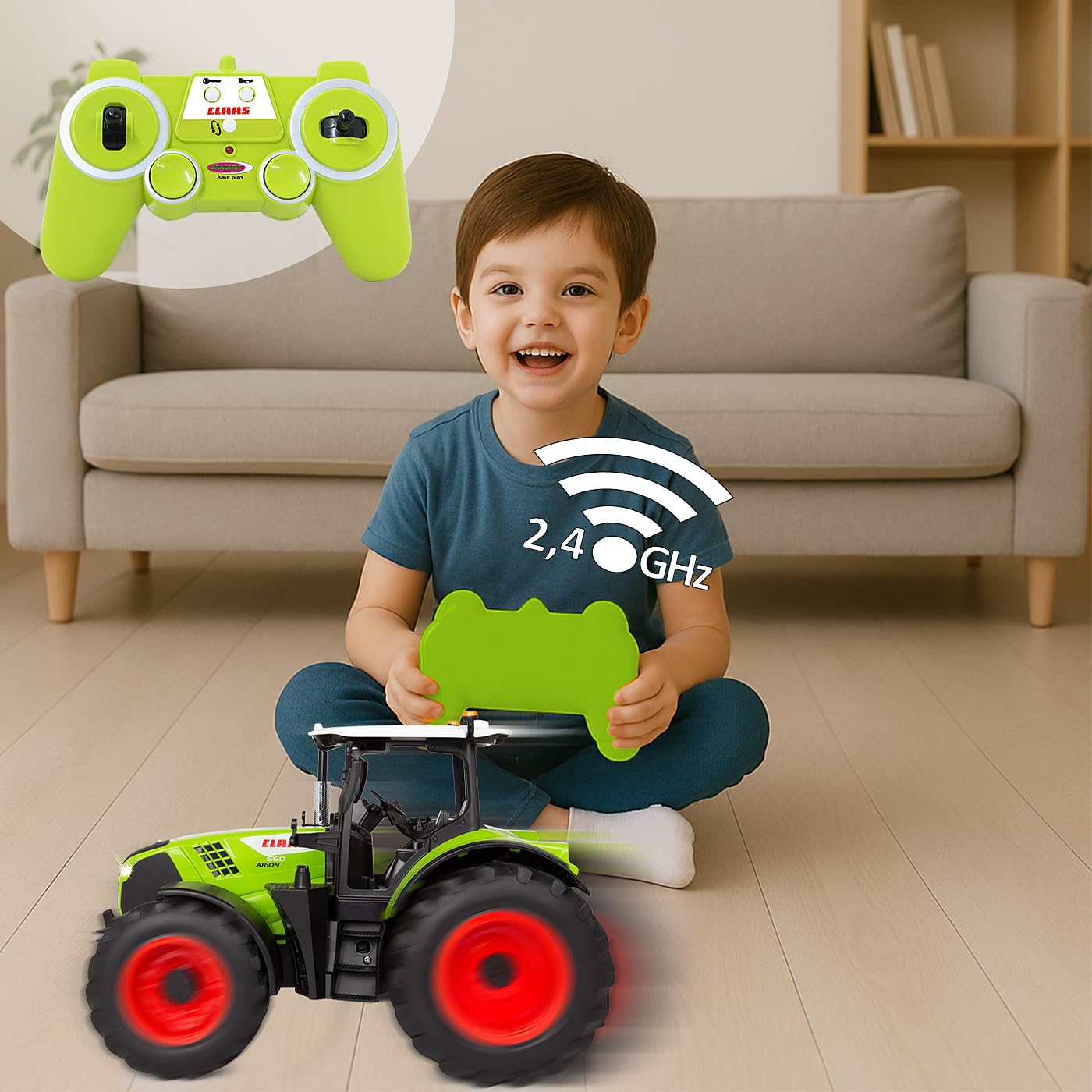 JAMARA 405350 Claas Arion 660 1:16 2,4 GHz – Jouet Tracteur télécommandé, Tracteur RC pour Enfants, Cadeau pour Enfants, Design détaillé, Son Moteur, Mode démonstration