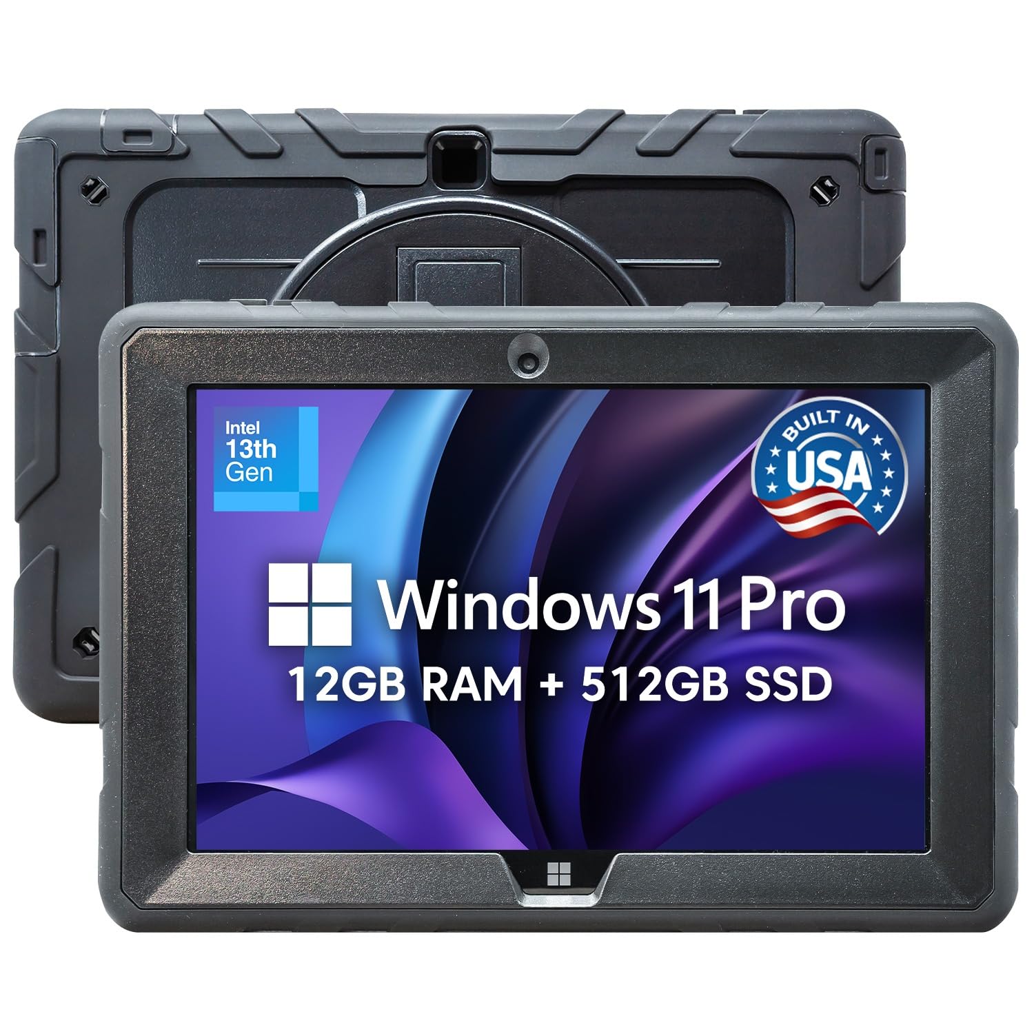 Fusion5 Built in USA 10.1” Windows 11 Professional Rugged Tablet PC - 12GB RAM 512GB SSD, Intel 13th Gen, Full HD Windows Tablet Computer, USB C, HDMI