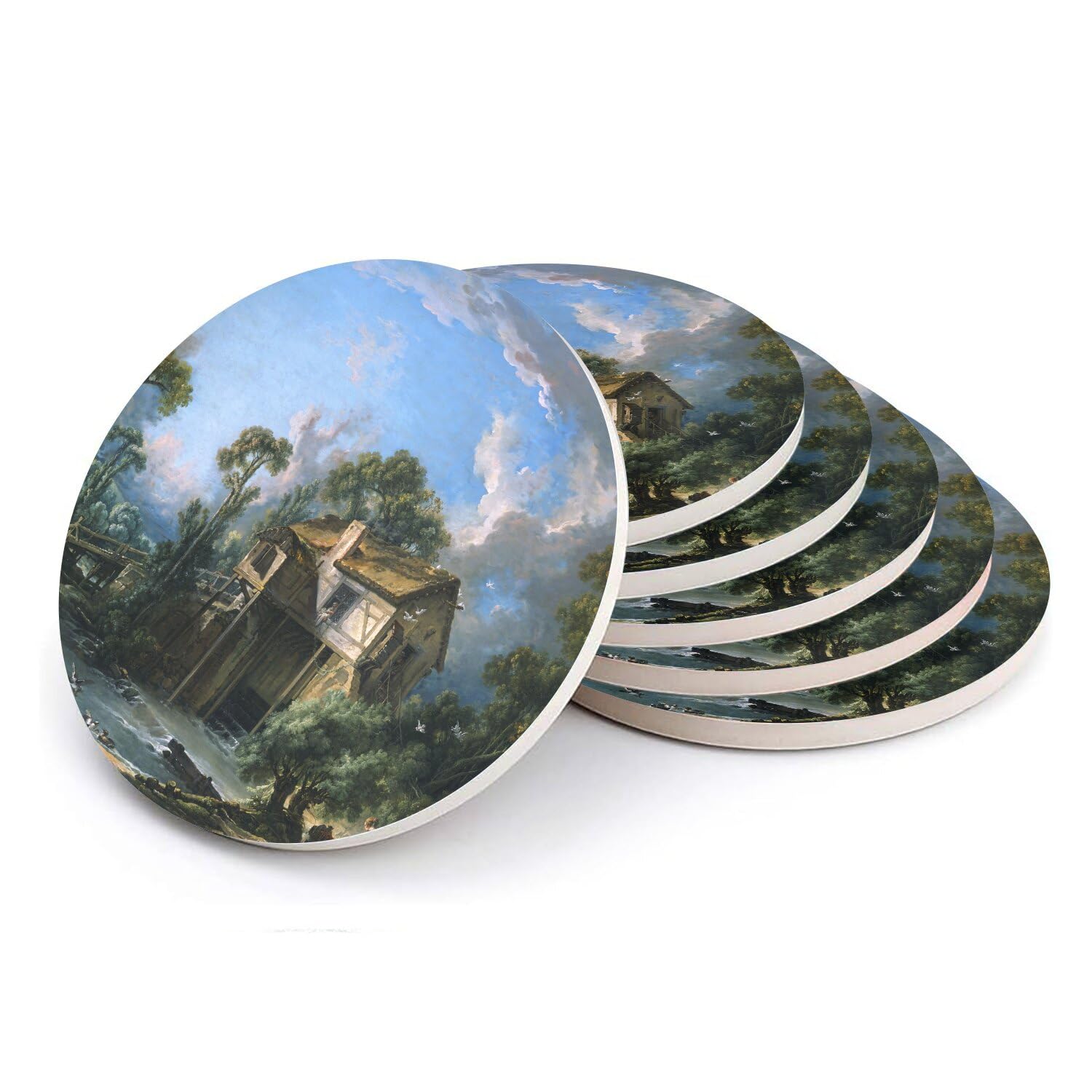 Sous-verre ronds en céramique Francois Boucher : un voyage artistique au cœur des paysages de France