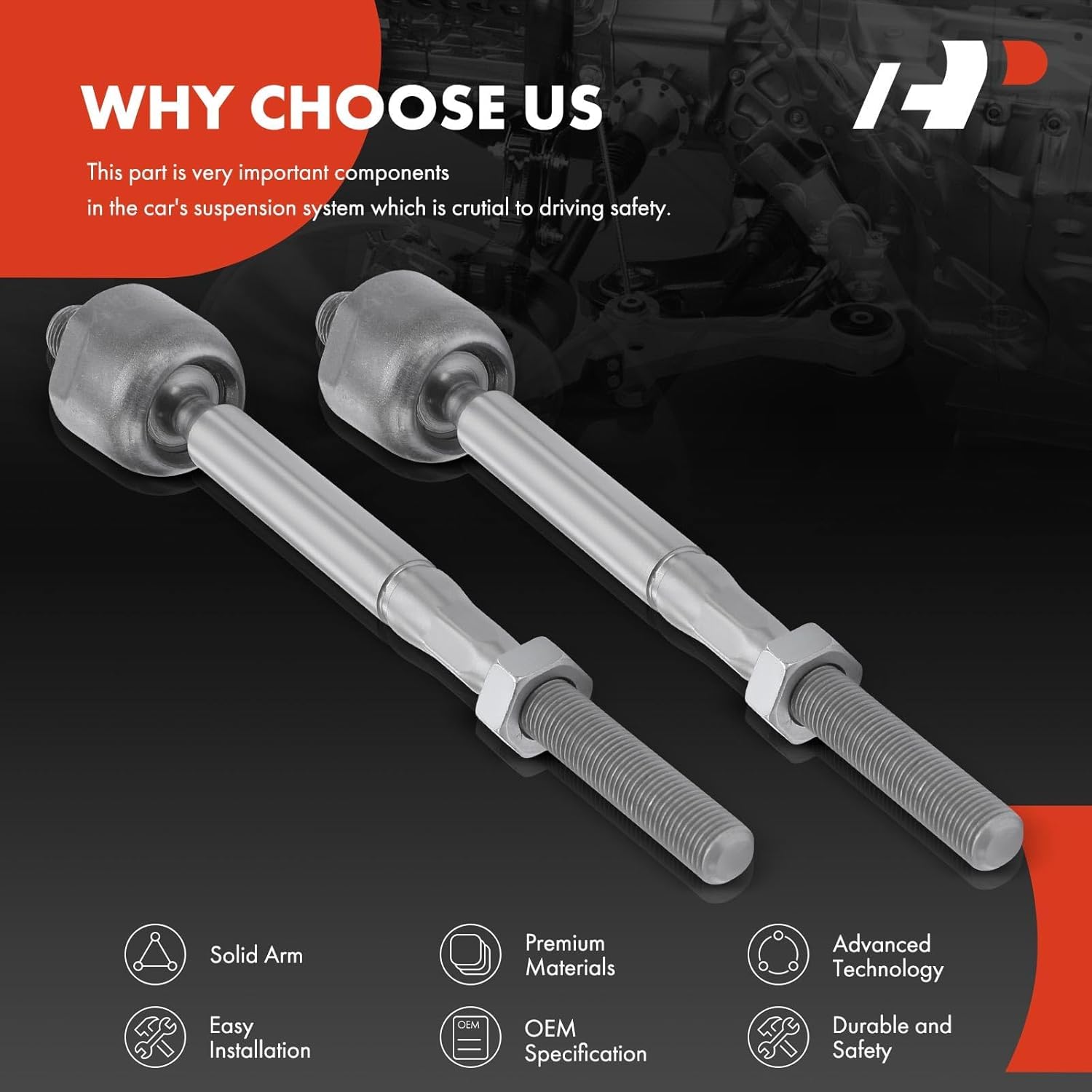 A-Premium 2 x Front Inner Tie Rod Ends, Compatible with Tesla Model S 2016-2020, Model X 2016-2022