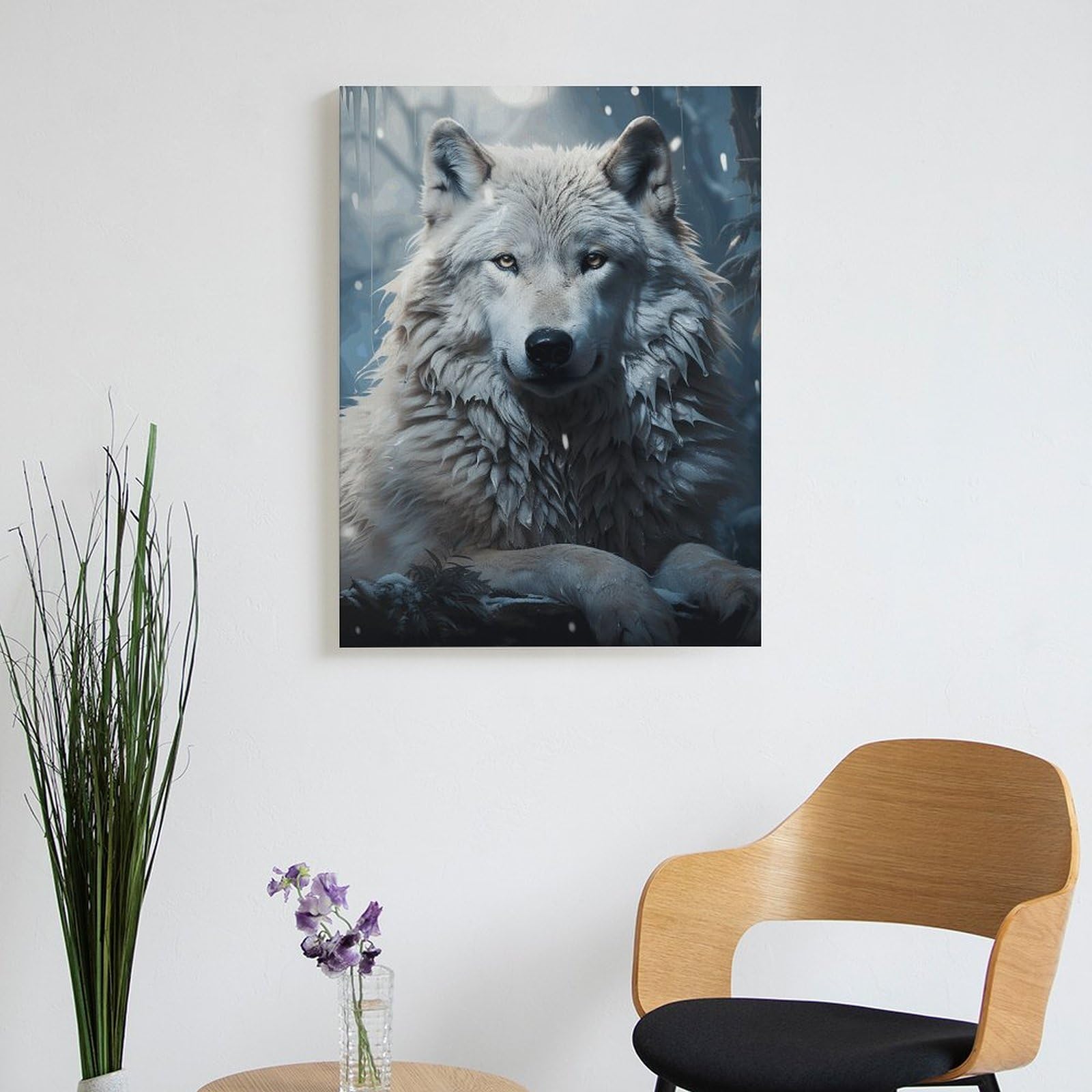 TKJMCSW Malen nach Zahlen, Motiv: Wolf im Schnee, Malen-nach-Zahlen-Set für Erwachsene, Anfänger, Erwachsene, Malen-nach-Zahlen-Set auf Leinwand, DIY-Acryl-Ölfarben, Gemälde mit Pinseln als Geschenk