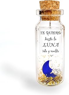 Kseniya Revta Mensaje romántico en una botella para regalar a tu novio o novia - Tarro de los deseos con una tarjeta para tu esposo o esposa (Te quiero hasta la Luna ida y vuelta, Gift Bottle)
