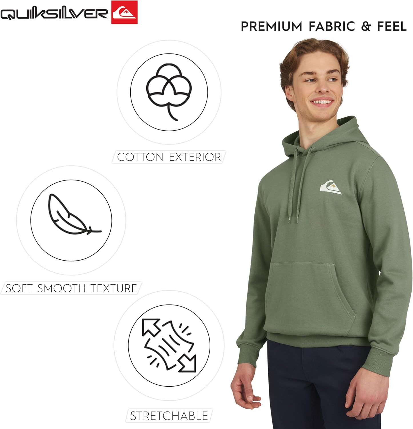 Quiksilver Men's Regular Fit Super Soft Fleece Midweight Pullover Hooded Sweatshirt - Image 5