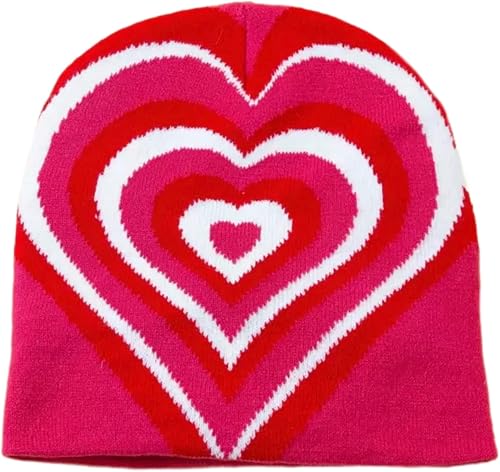 Heart wave Y2K BEANIES red
