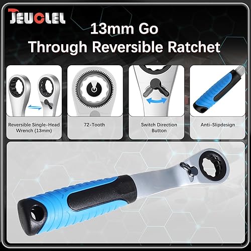 Miniatura 5 de Juego de llaves de vaso maestro de impacto de 14 de pulgada, juego de trinquete con junta universal, juego de llaves de vaso profundas, juego de