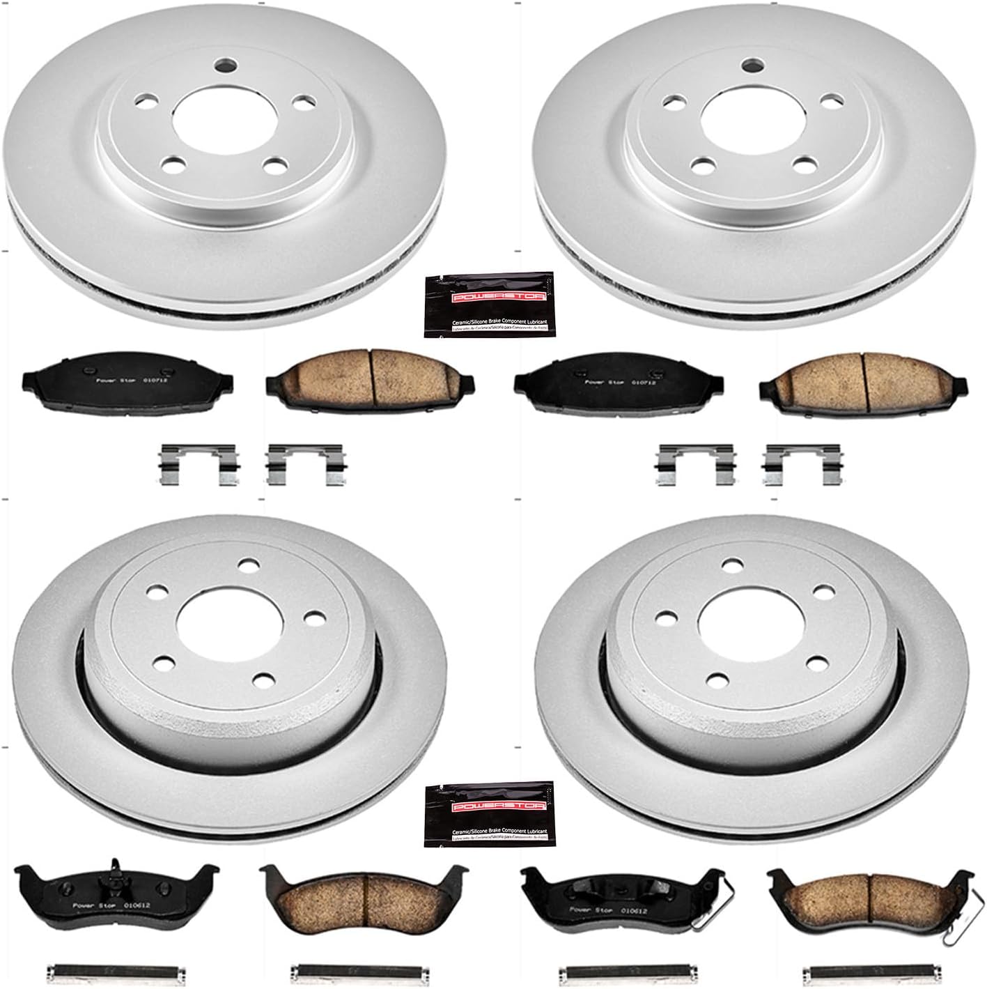 PowerStop Front and Rear Brake Kit For Ford Crown Victoria 2003-11 |Mercury Grand Marquis 2003-11 |Marauder 2003-04 - Fully-Coated Disc Rotors with Z17 Ceramic Brake Pads Replacement, CRK1365