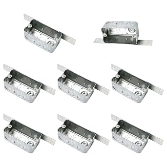 8 Packs 4 x 2 Inch Metal Electrical Box with Bracket, 1/2 Inch End Knockouts Electrical Box, Wood/Metal Stud Bracket Welded, Junction Box, Galvanized