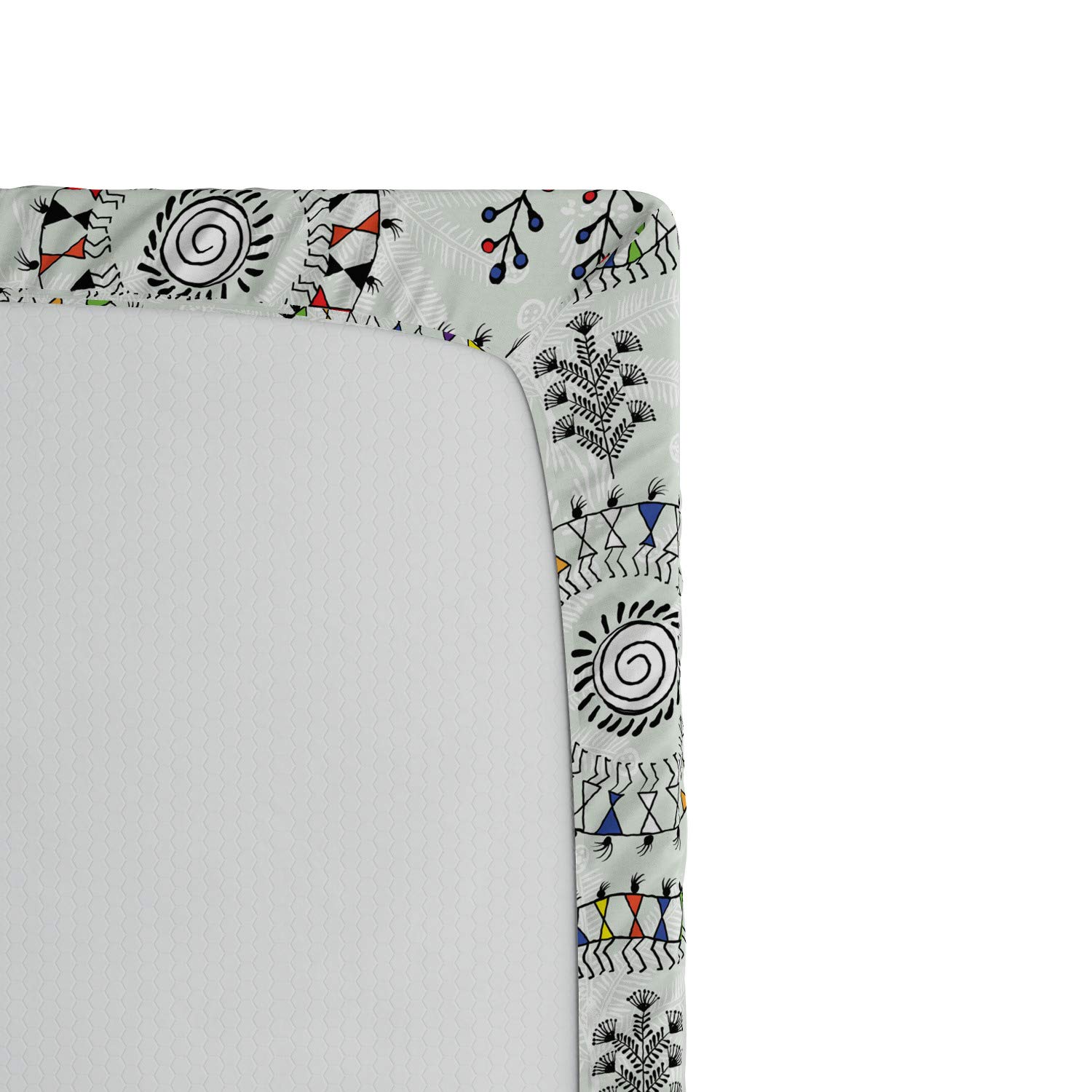 ABAKUHAUS Marocchino Lenzuolo con Angoli, Cultura Elementi, Morbido Tessuto Decorativo da Letto Tasca Elastica a Tutto Tondo, 90 x 190 cm, Seafoam Bianco