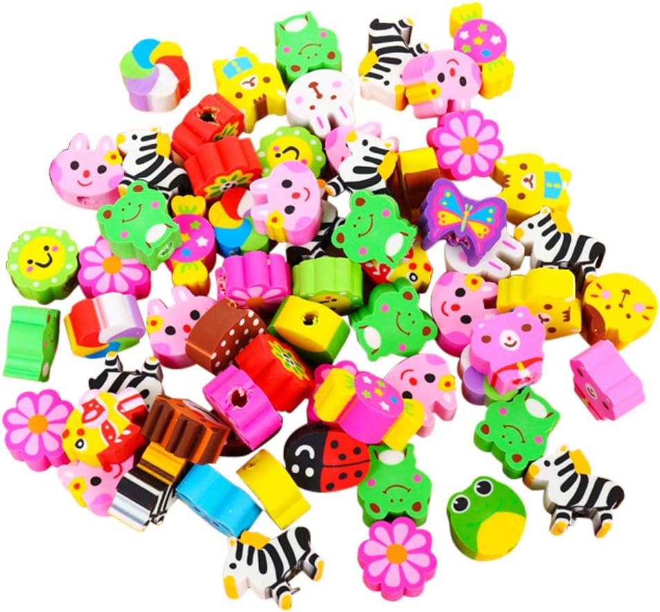Cute Animal Pencil Erasers, Pencil Eraser Toppers, Eraser Pencil Caps, Adorable Flower Eraser for Kids (Assorted Erasers 100 PCS)