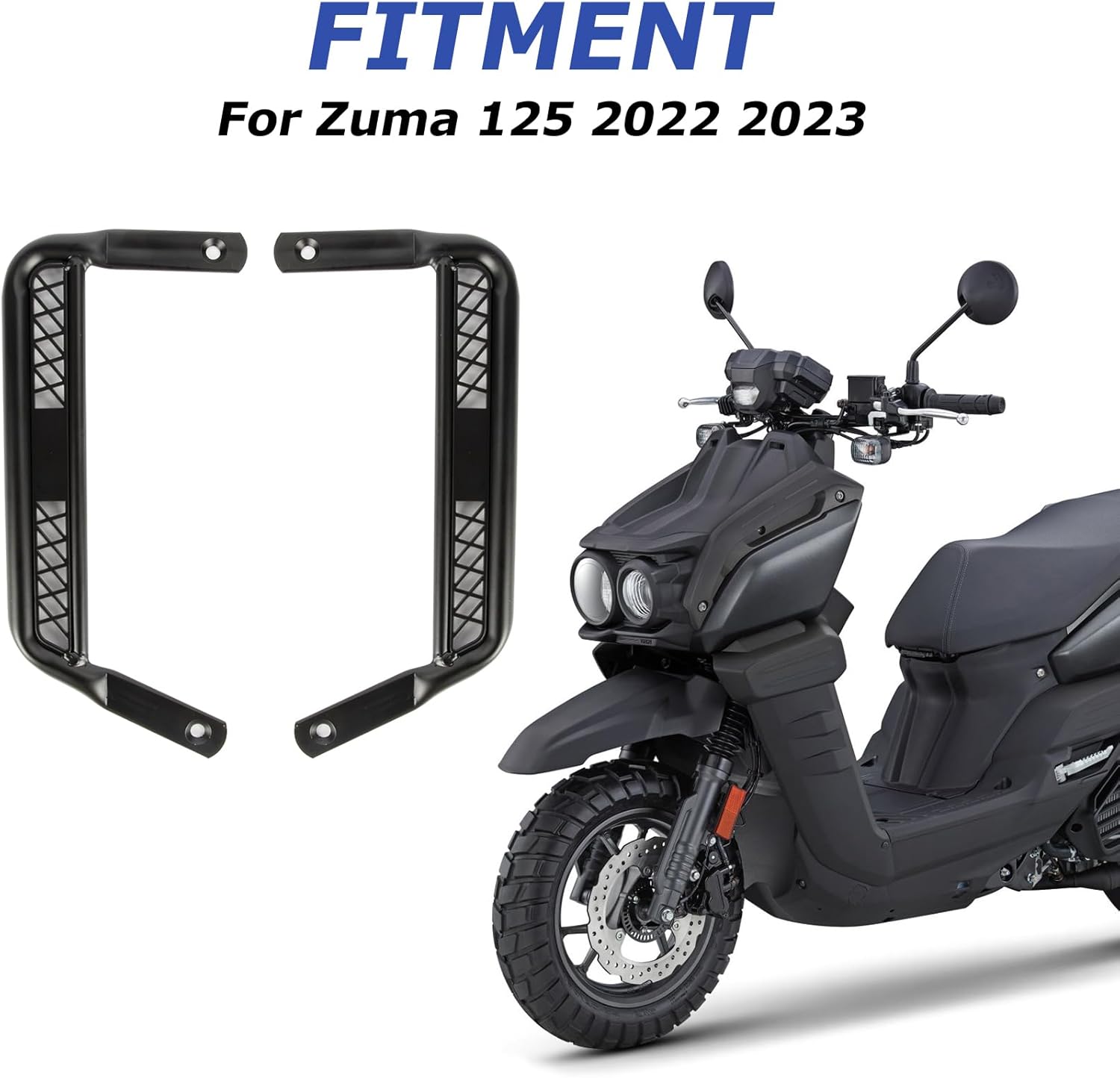 PSLER Motorcycle Extended Footpegs in Heavy Iron Material for Zuma 125 2022-2023(Black)