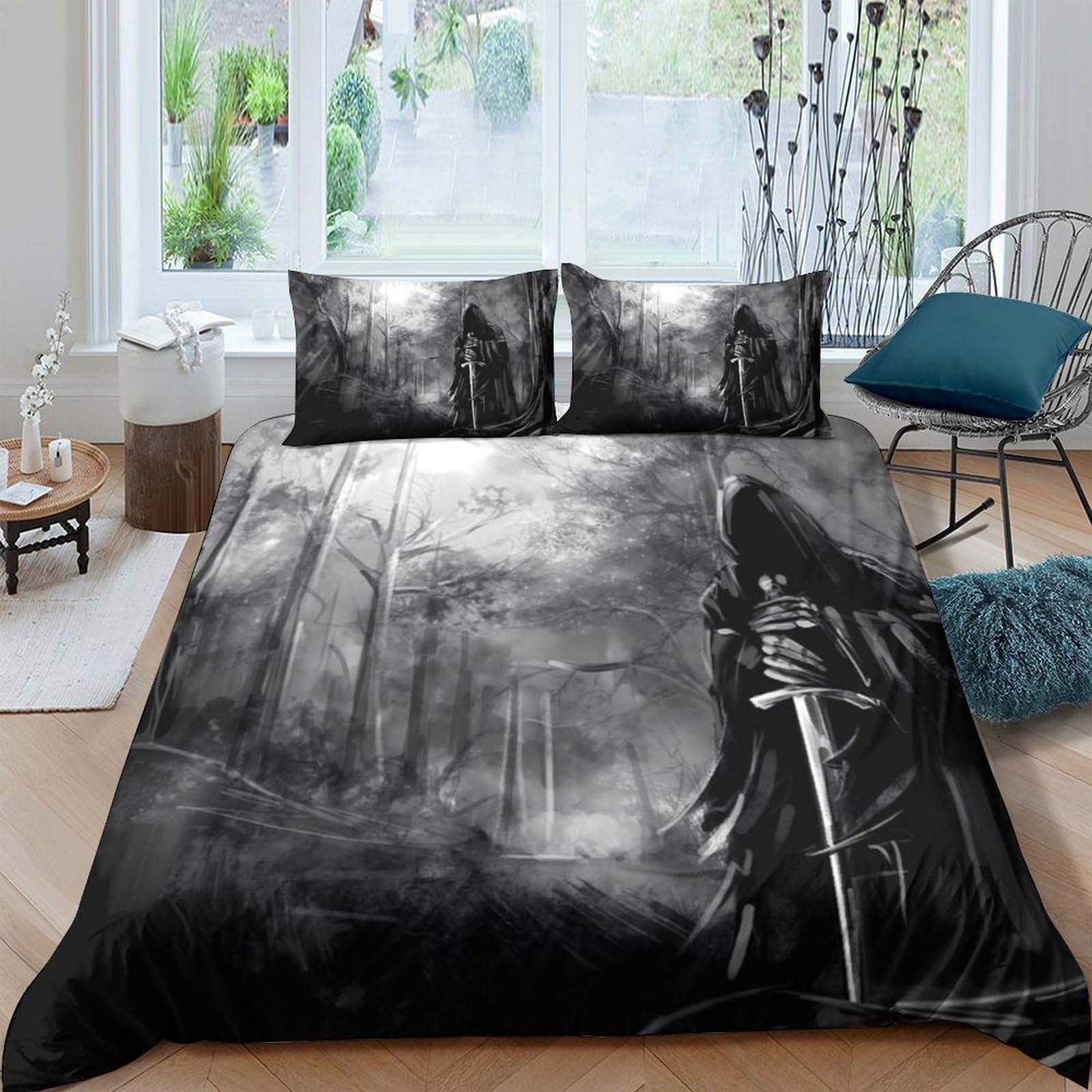 Ctjqhvkz Style-10 3D Printed Dark Forest Fitted Sheet Microfiber Soft Gothic Castle Bed Cover For Bedroom Dorm Mattress Decor Single（135X200cm）