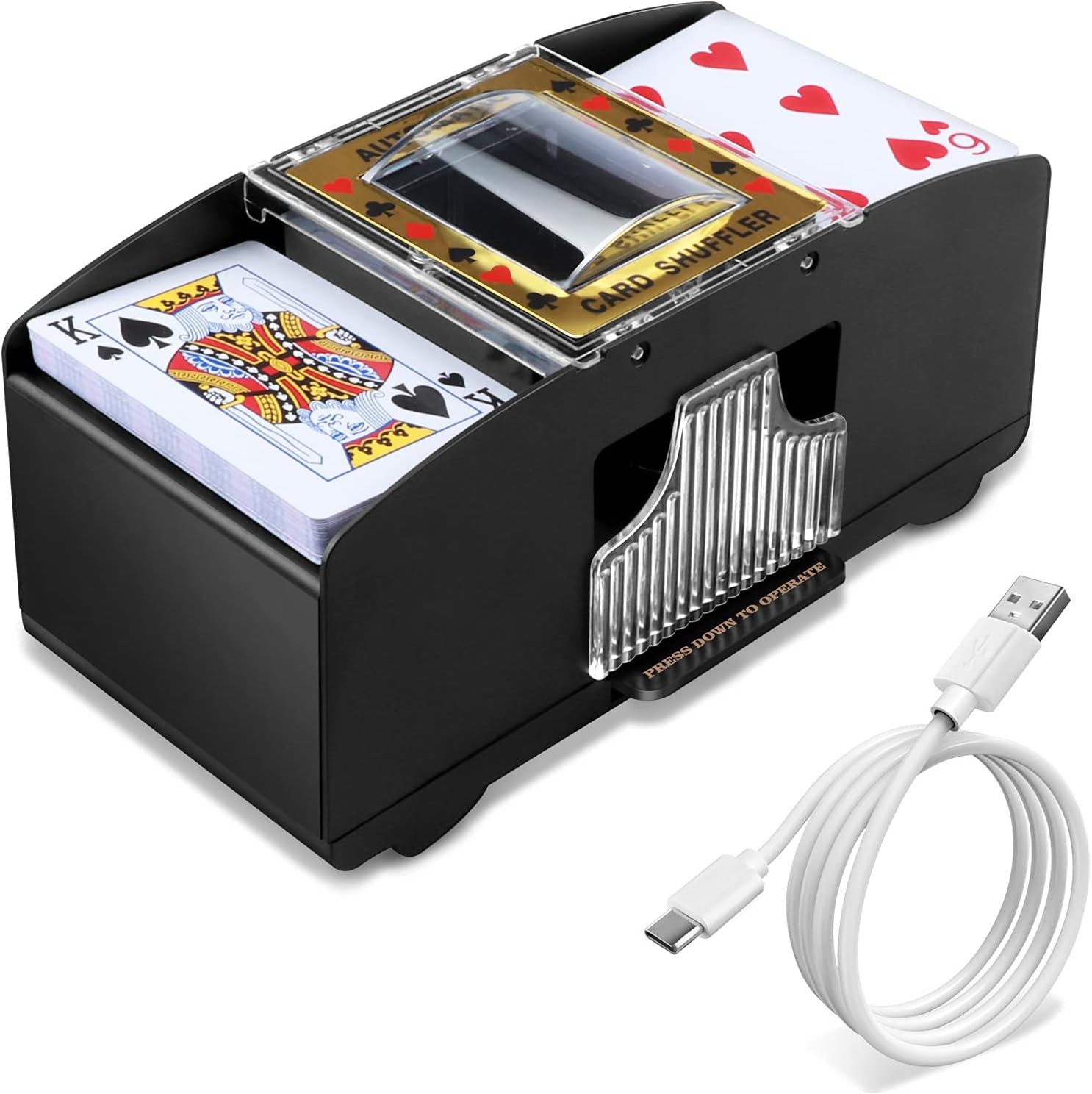 Automatic Card Shuffler 2 Deck, Casino Electric Shuffling Machine, Auto Shuffle Playing Cards