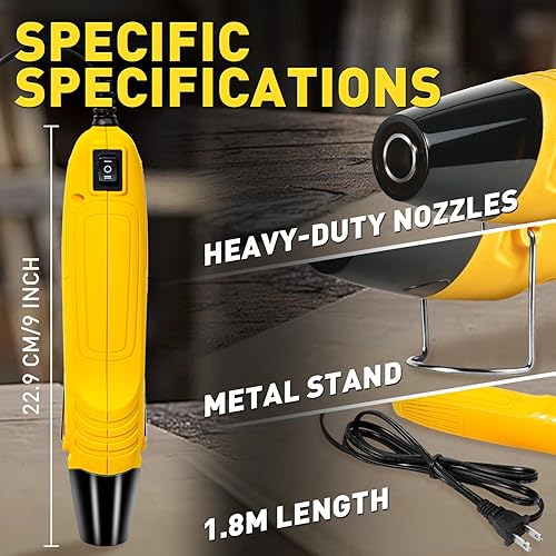 Miniatura 3 de haisstronica Mini pistola de calor de 350 W, 2 ajustes de temperatura 482 F y 752 F (482.0 F y 752.0 F) herramienta de aire caliente con soporte de