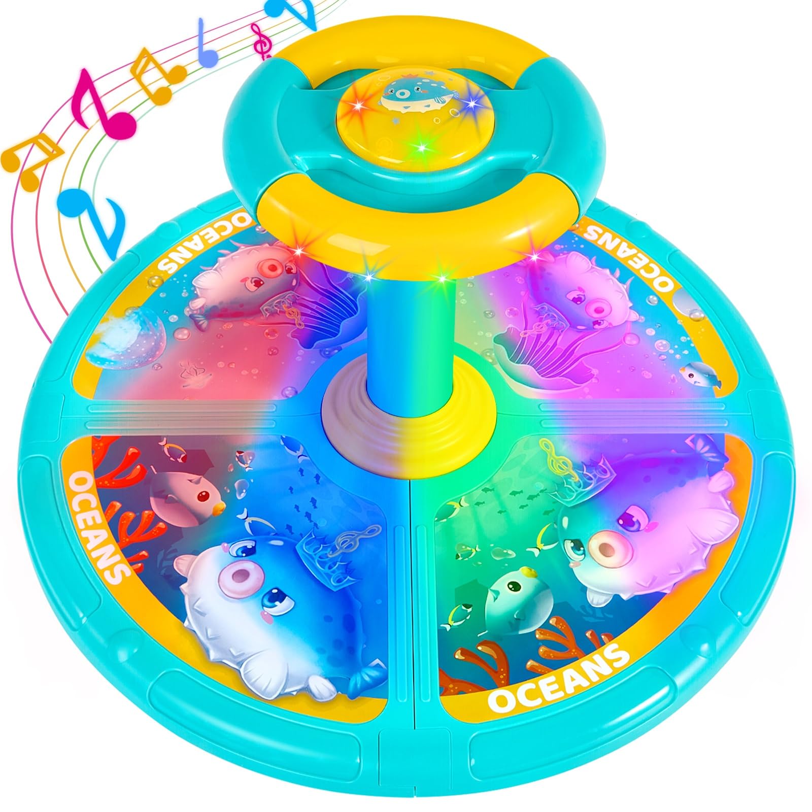 Sit and Spin, regalo de cumpleaños de Navidad, juguete para sentarse y girar para niños de 3 a 4 años, juguetes giratorios sensoriales interactivos oceánicos de 360° para edades de 2 a 10