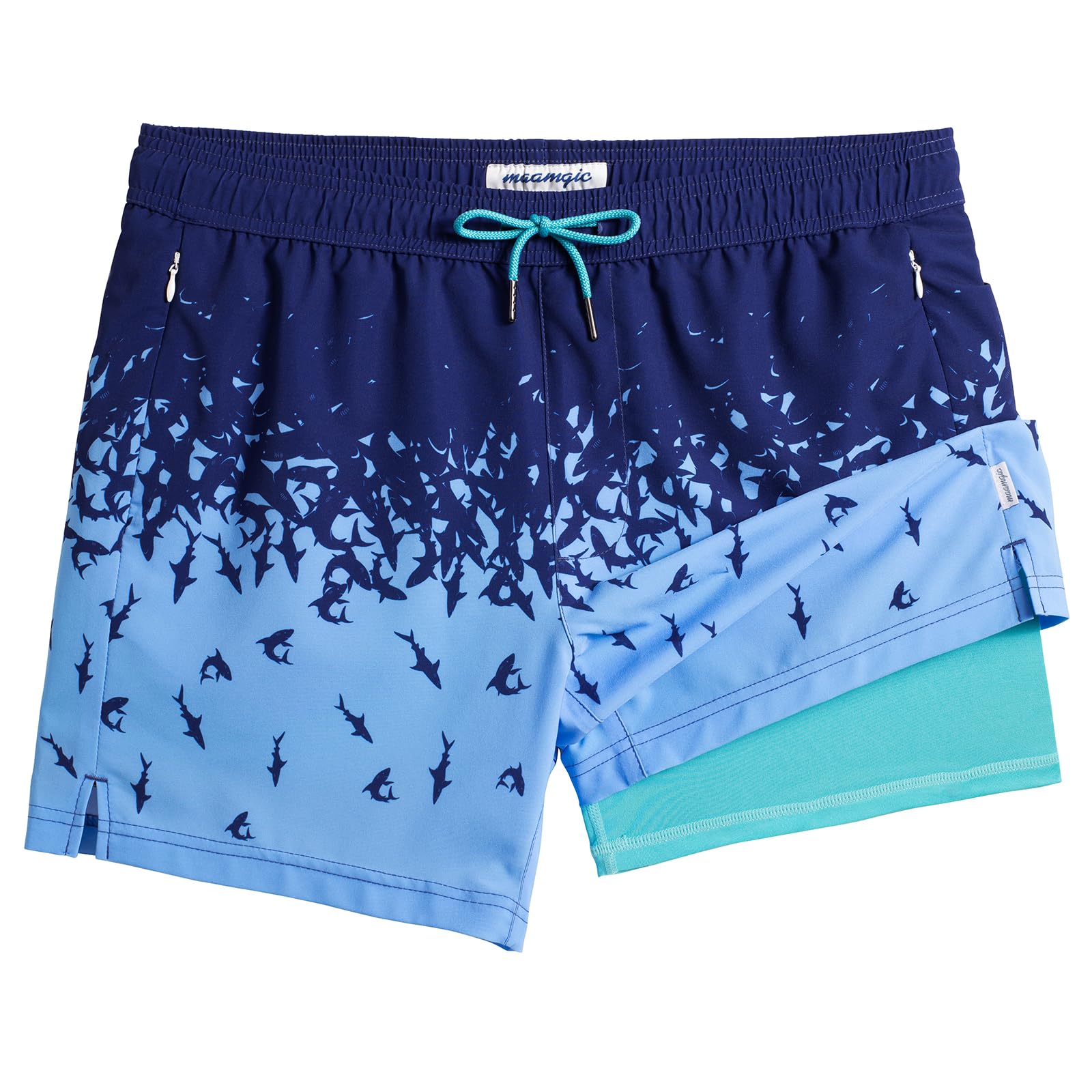 maamgic 5inch Mens Swim Trunks with Compression Liner 2-in-1 Swimming Shorts Stretch Quick Dry with Zipper Pockets