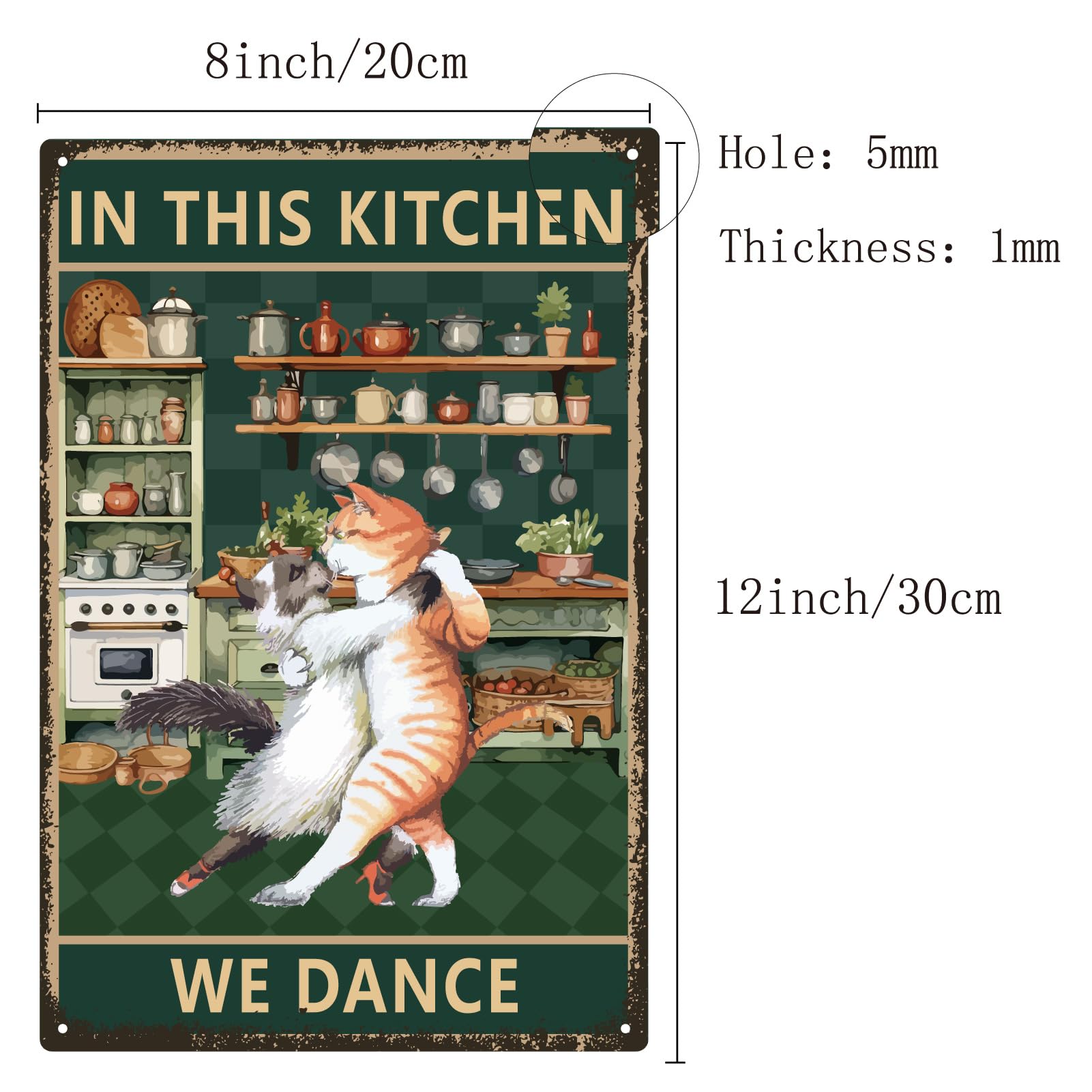 CREATCABIN Kat vintage bord retro metalen tinnen bord poster katten koken schilderij plaquette ijzeren borden wanddecoratie muurschildering opknoping borden voor woonkamer liefde kat cadeau 30,5 x