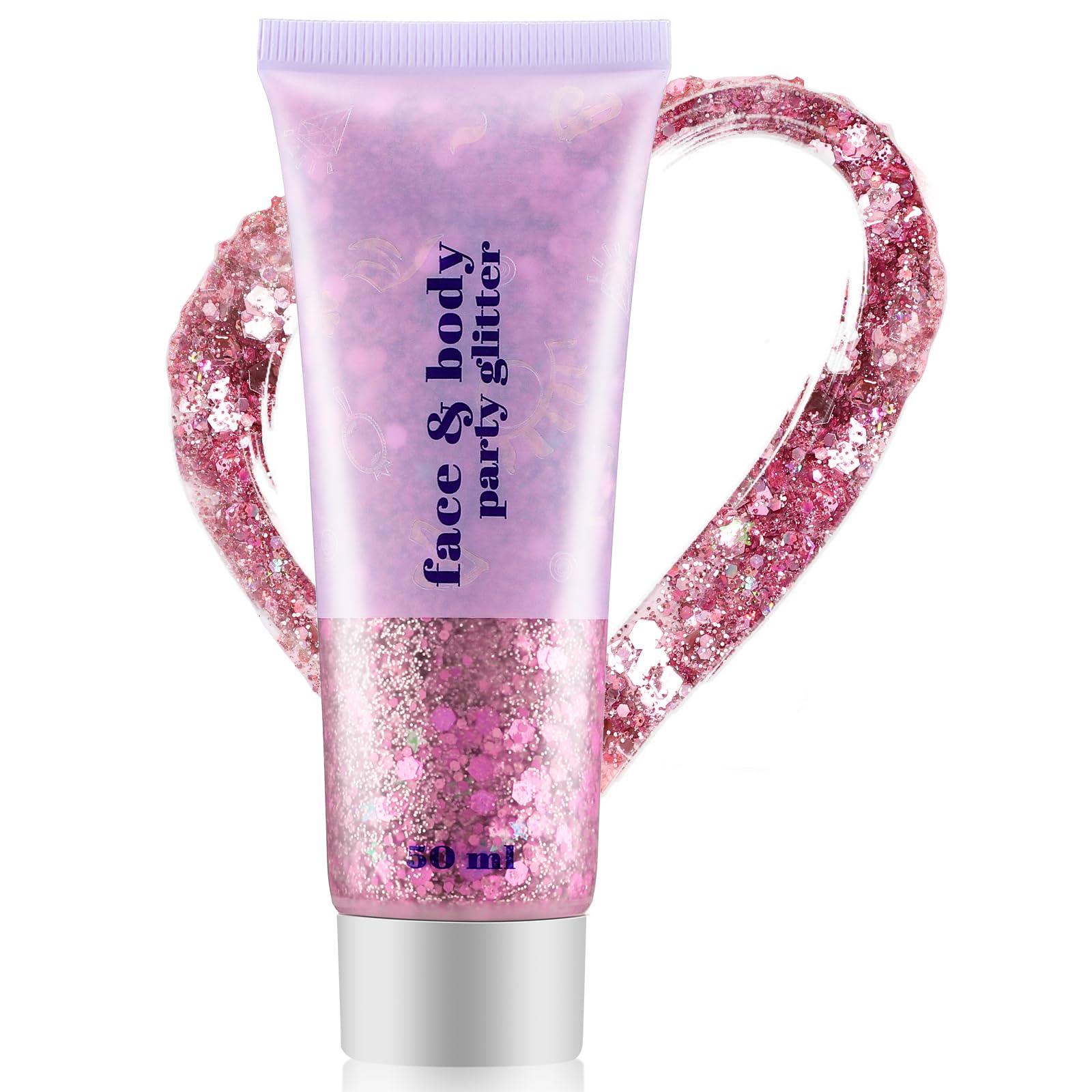 Gel De Purpurina Corporal, Purpurina Rosa Para La Cara, Loción Brillante Holográfica, Gel Para Cara Y Cuerpo Para Ojos, Cabello, Uñas, Arte De Bricolaje, Ideal Para Maquillaje Fiesta Cosplay (50ml)