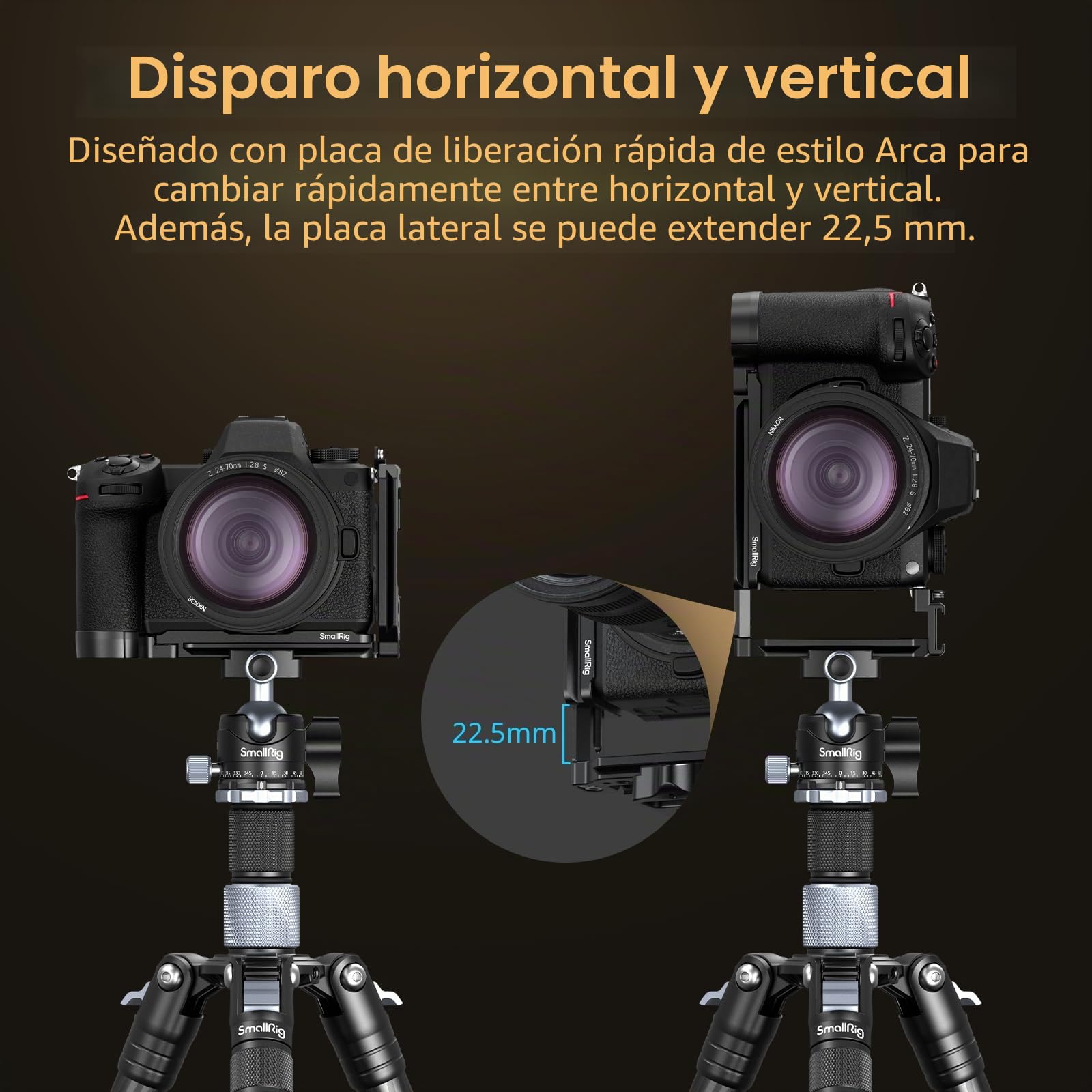 SMALLRIG L Bracket para Nikon Z 6III, Placa L Plate para Arca-Swiss, con Orificios Roscados de 1/4"-20, Conector QD, Montaje de Zapata Fría - 4523