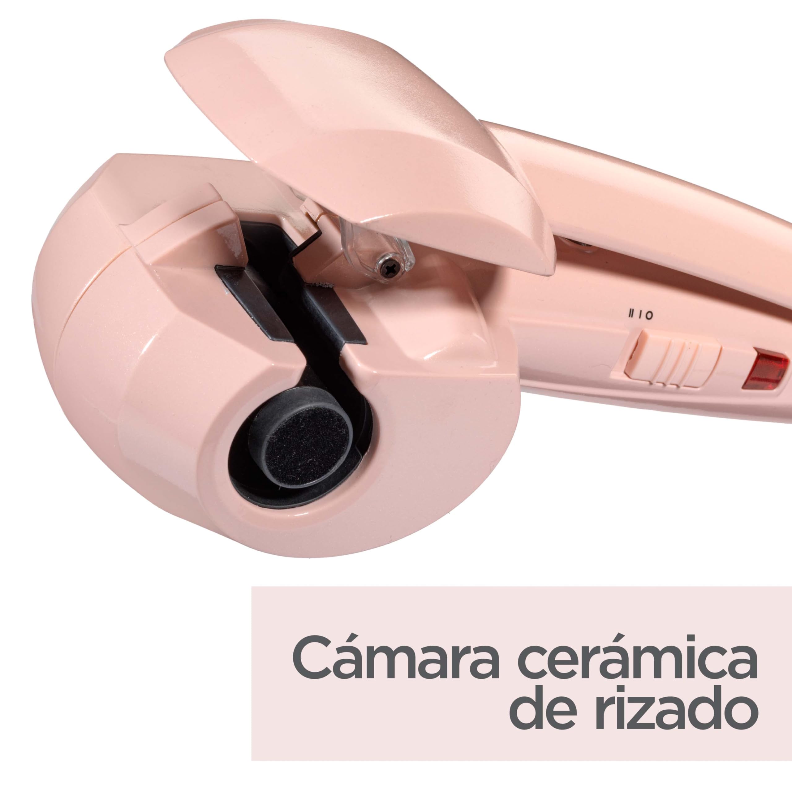 BaByliss Curl Secret Rose Blush - Rizador Automático, Peinados fáciles y rápidos, Rizos duraderos, 2 Ajustes de temperatura, Hasta 205°C, Rosa, 2664PRE