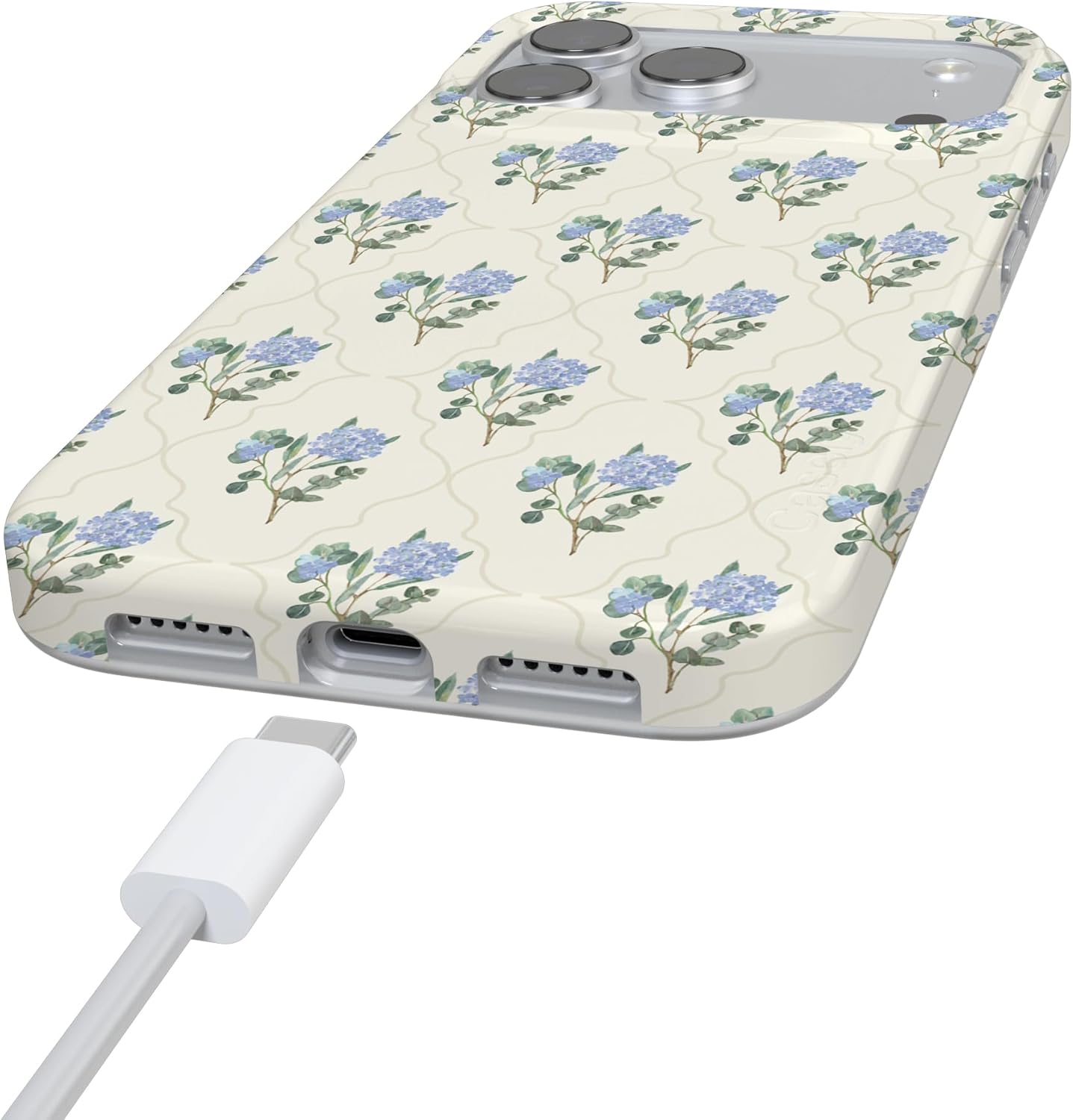Casely iPhone 17 Pro Max Case | Vintage Garden | Blue Hydrangea | Compatible with MagSafe | Classic Ultra Slim Design