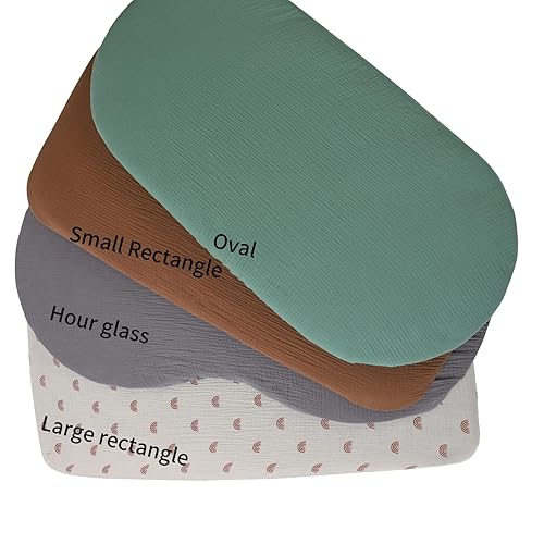 Miniatura 3 de Sábanas de moisés de muselina para bebé niño y niña, paquete de 2 sábanas bajeras suaves y transpirables para colchón rectangular redondo ovalado de