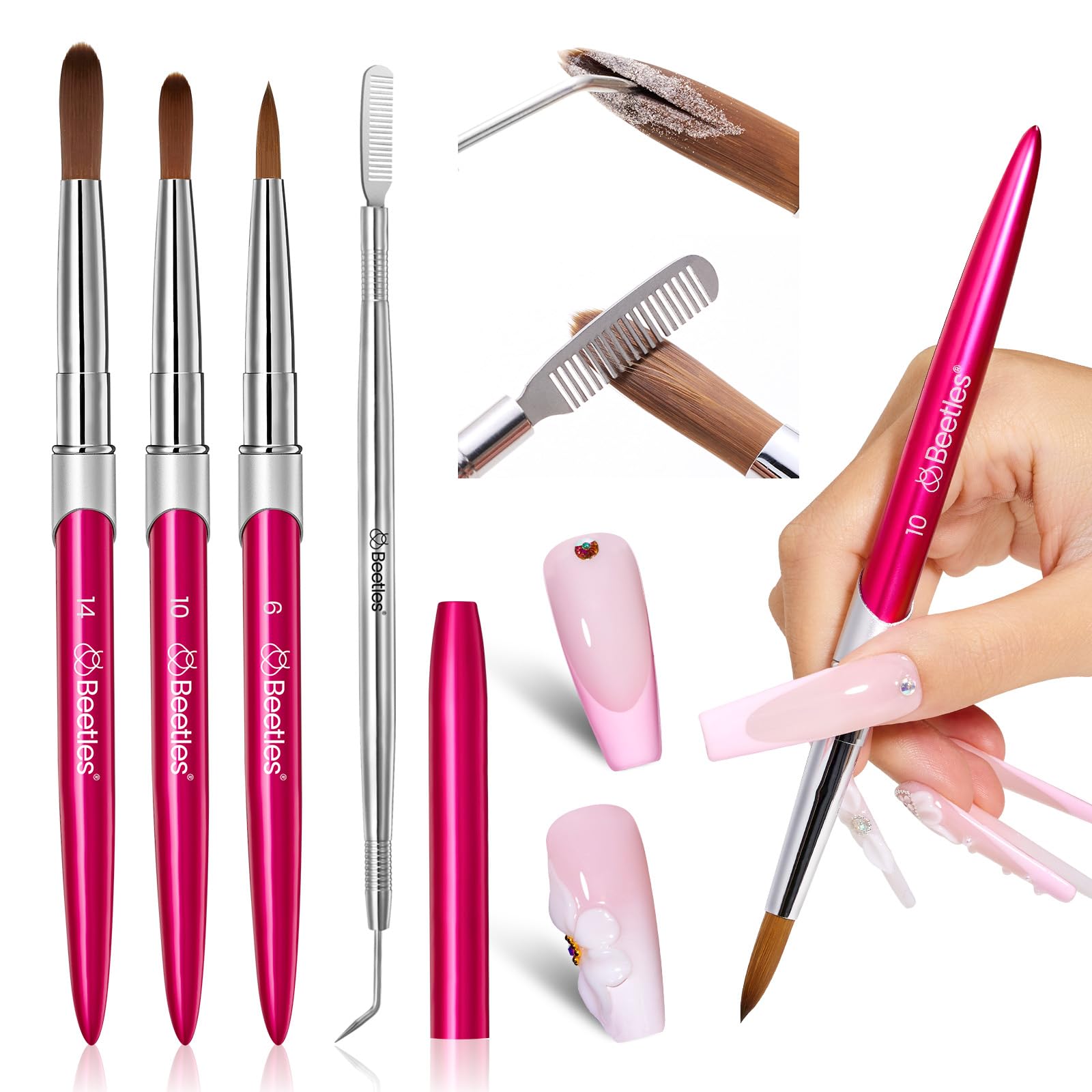Amazon.com : Beetles Acrylic Nail Brush - 3pcs Size 6/10/14