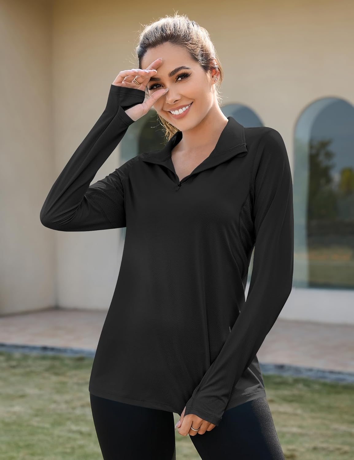 LUYAA Womens 1/4 zip UPF 50+ Sun Shirt SPF Long Sleeve Lightweight UV Protection Clothing Hiking Fishing Outdoor - Image 2