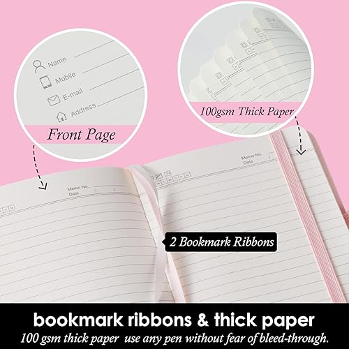 Vista 3 de Cuaderno pequeño con bolígrafo, paquete de 3 minicuadernos con bolsillo, rosa, cuadernos a granel para mujeres, trabajo, escuela, escritura y toma