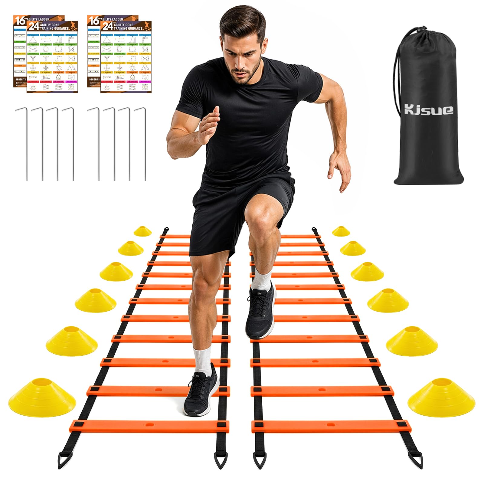 2 Pack 20ft Agility Ladder Set, 40ft Total Adjustable Speed Ladder