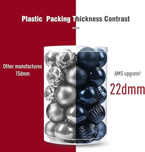 Miniatura 33 de AMS 2.36''/60mm 34ct Christmas Ball Large Ornaments Party Decorations Shatterproof Festival Pendant Hangings for Xmas Tree Decor (60mm, Purple)