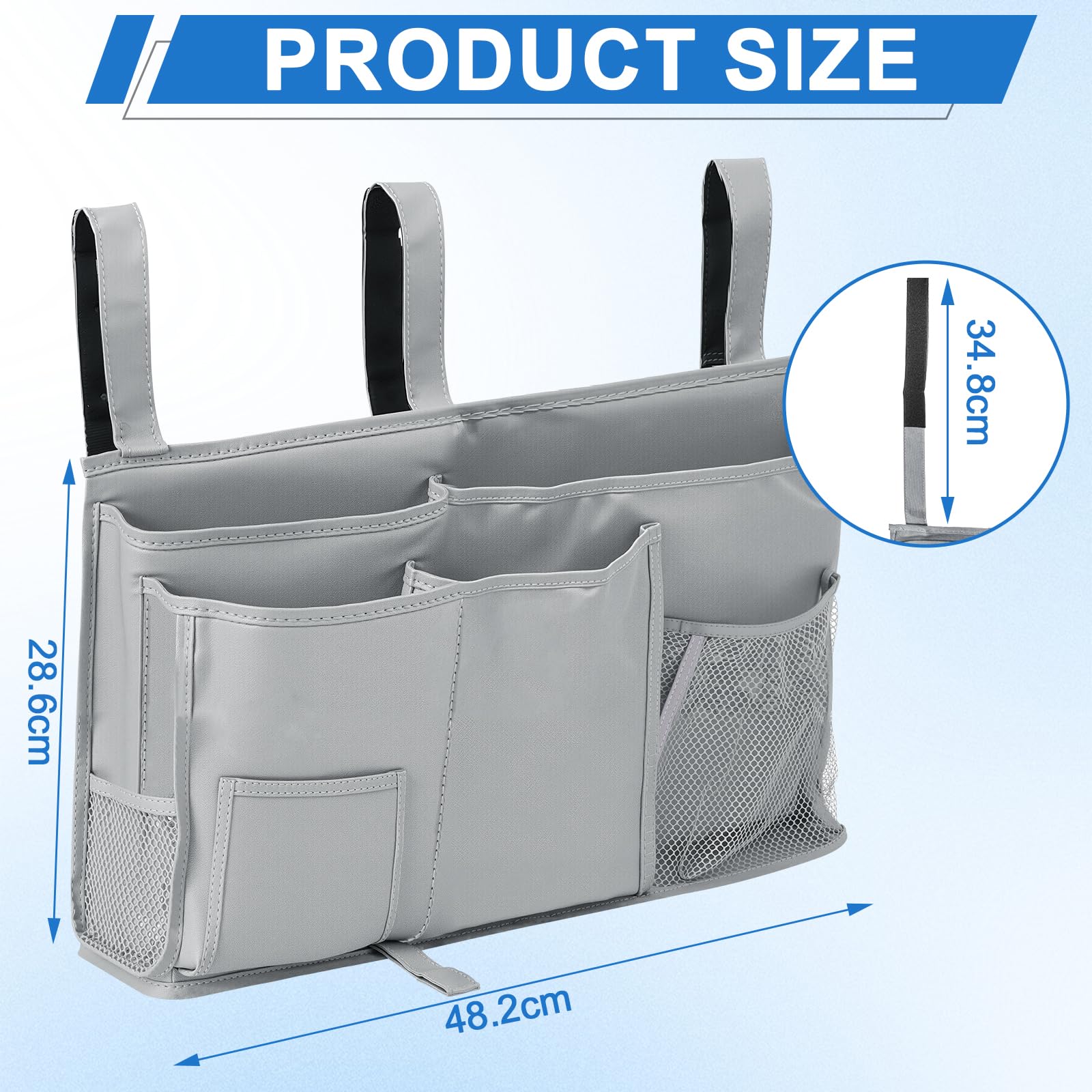 KANRICHU 2 Organizer Portaoggetti Da Appendere Al Letto Con 3 Tasche, In Cotone E Lino, Con Cinghie Regolabili E Gancio, Per Camera Da Letto E Letti A Castello, Rosa - 4