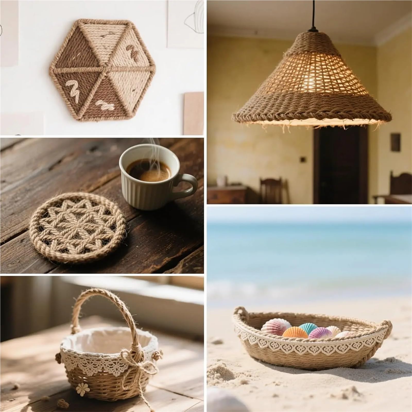 50 m x 8 mm Jute-Seil, Kordel, DIY-Korb, Kratzen, handgefertigt, Verpackung, Gartenarbeit, Hochzeitsdekoration Für Camping Garten