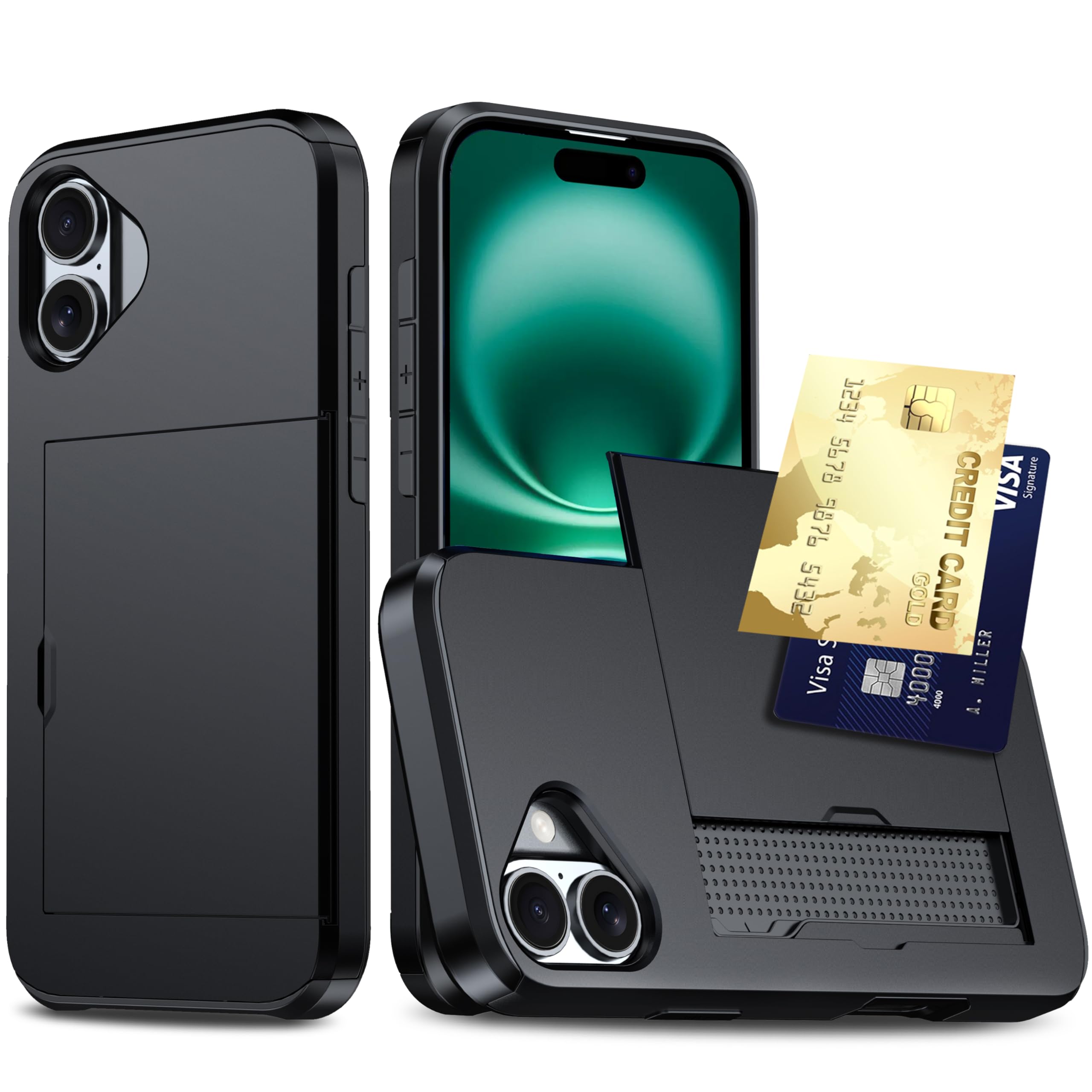 for iPhone 16 Case with Credit Card Holder, Areaphmet Wallet Case