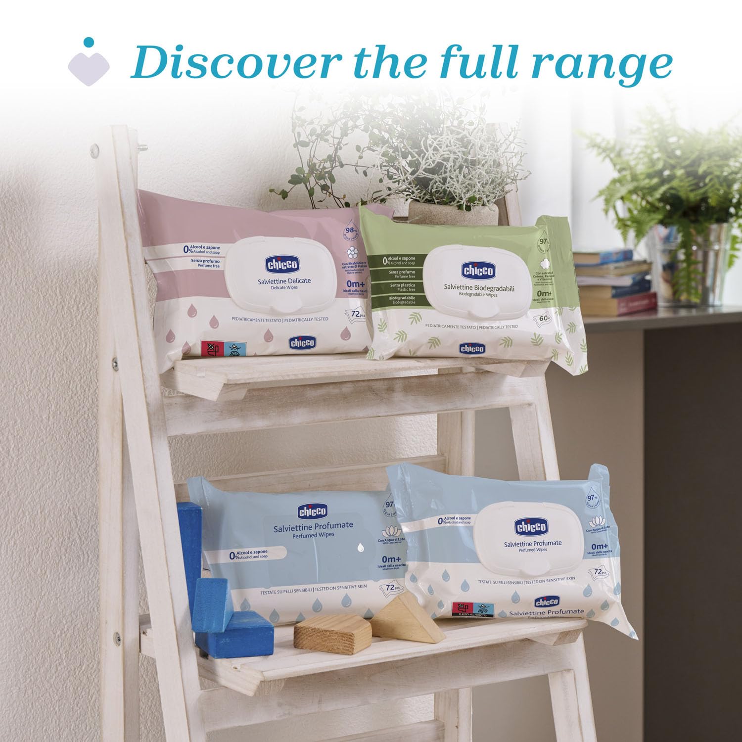 Chicco Toallitas Multiuso Para Bebés Con Clip - Sin Alcohol, Perfumadas, Adecuadas Para Pieles Sensibles - Megapack de 864 Unidades, 12 Paquetes de 72 Cada Uno