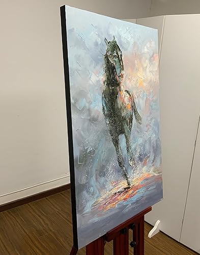 Miniatura 7 de AZAVY Arte, 24 x 36 pulgadas, pintura al óleo abstracta pintada a mano, pintura al óleo vertical sobre lienzo, pinturas decorativas de madera en el