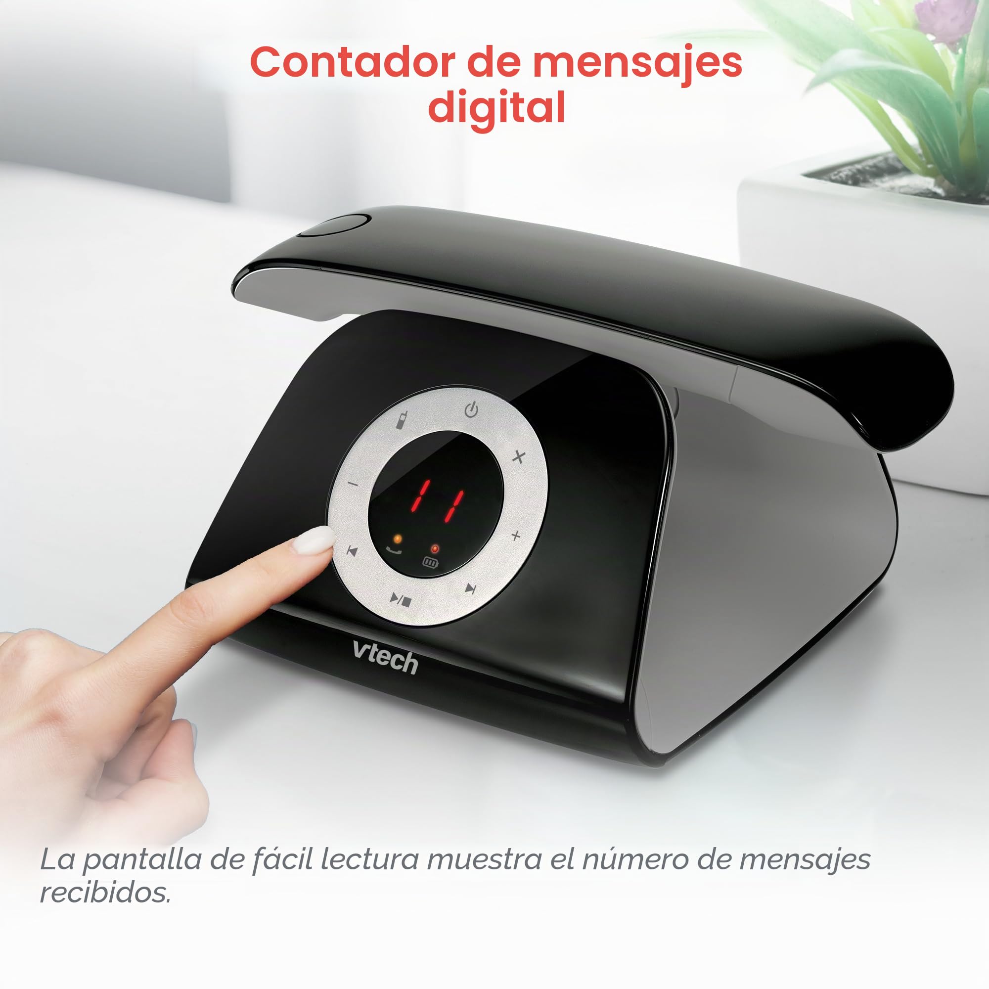 VTech LS135 Teléfono inalámbrico DECT de diseño retro con contestador automático digital, bloqueo de llamadas, función manos libres y rellamada, pantalla retroiluminada y teclado