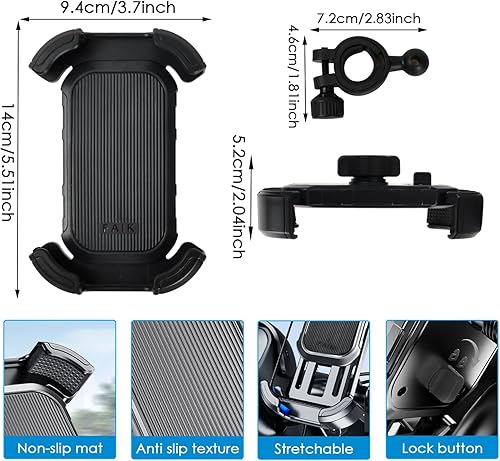 Miniatura 5 de Soporte universal para teléfono celular para bicicleta, soporte de silicona de rotación 360 para iPhone, Samsung, Huawei, compatible con teléfonos