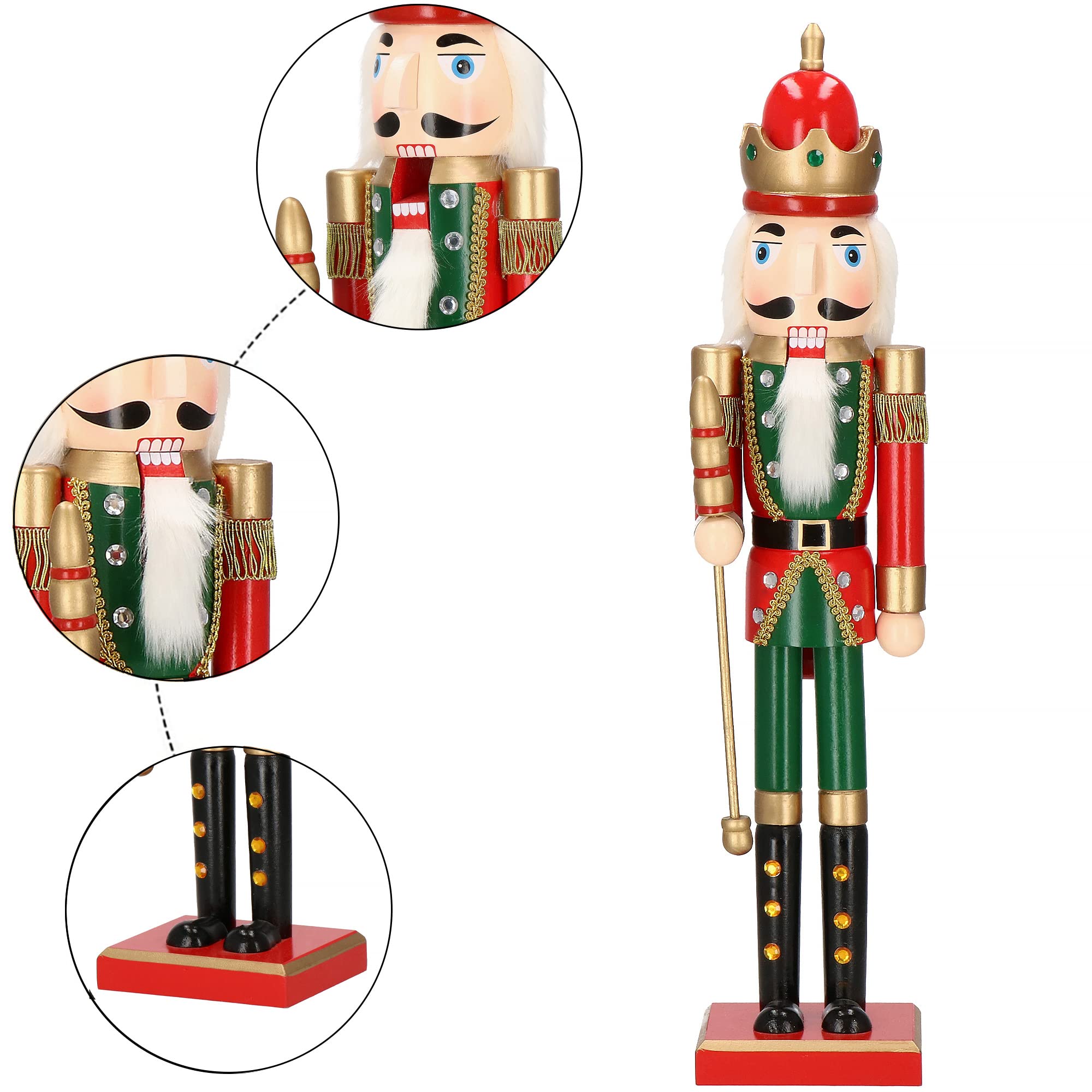 SPRINGOS Schiaccianoci statuetta in legno re con scettro 61 cm Natale decorazione natalizia