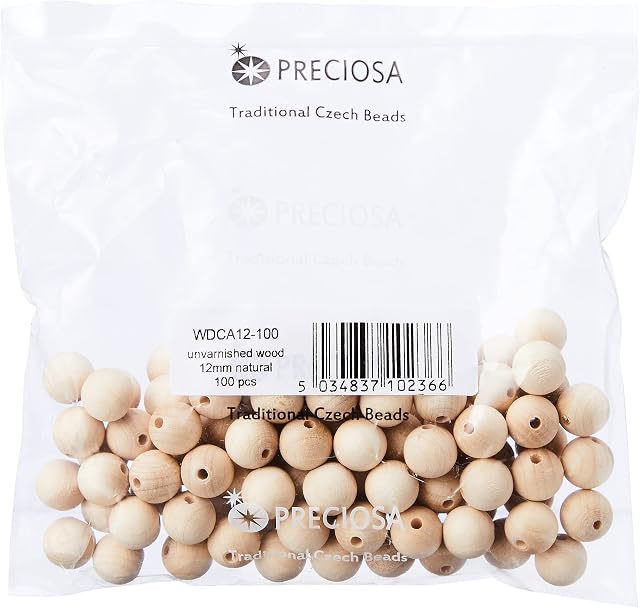 Beads Unlimited WDCA12-100 12 mm Wood Round Unvarnished, Pack of 100, Natural