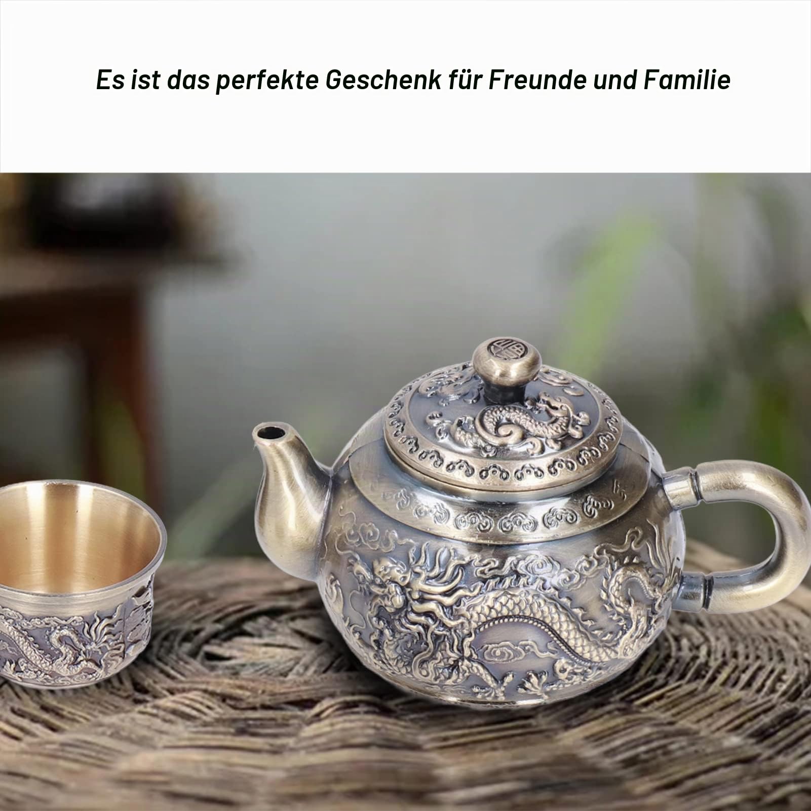 Vintage Coffee Pot Set, Metall Tee Set mit 4 Tassen und Tabletthilfemuster Marokkanischer Teekannenservice für Home Office Tischdekoration