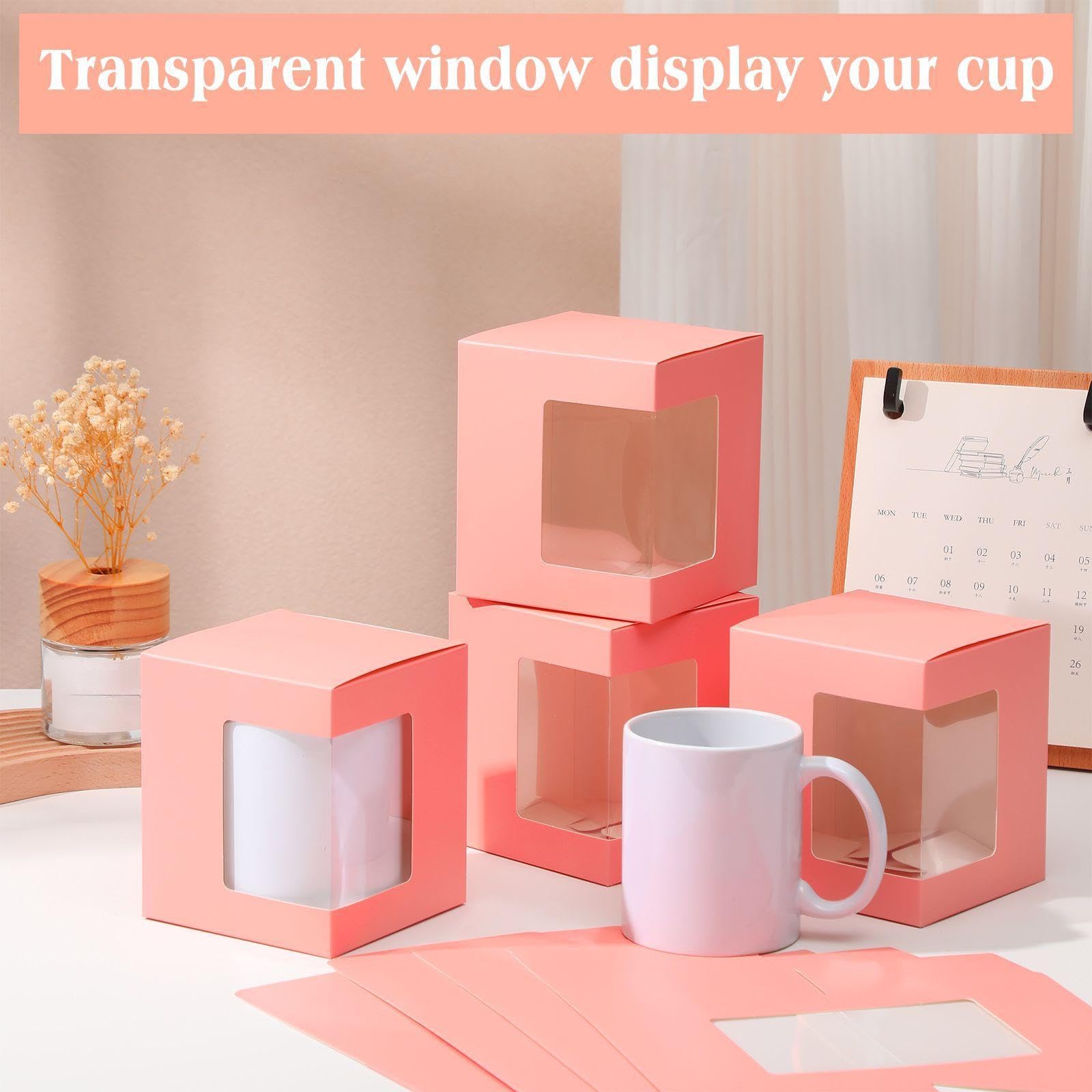 Klmnop Tassen-Geschenkboxen – 24 Stück Transparente Verpackungen Für Sublimationstassen (325/340/425 Ml)