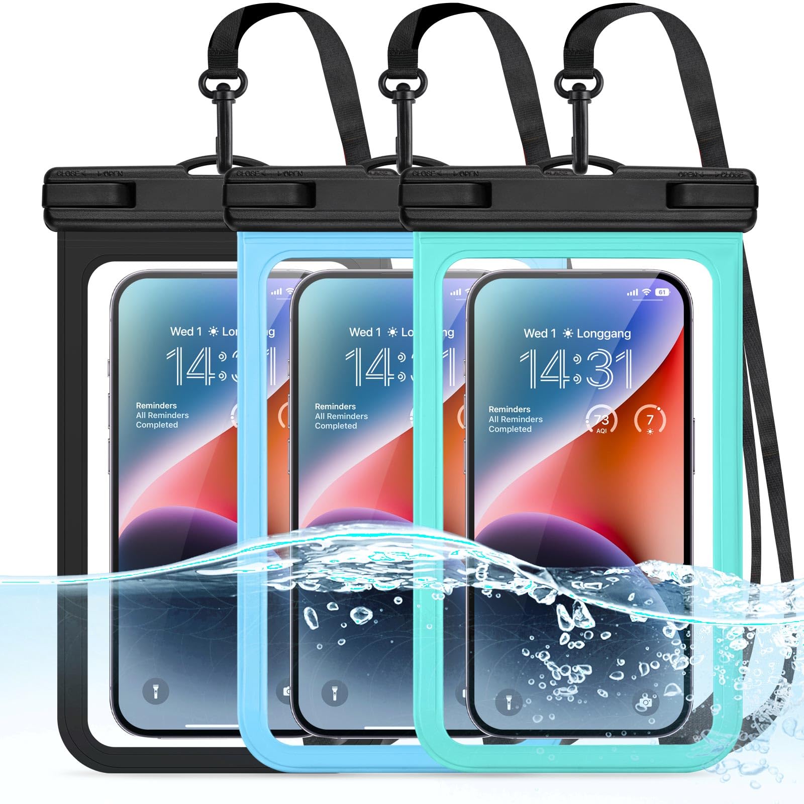 3-Pack Waterproof Phone Pouch for Cruise Essentials 2025, Beach Vacation Essentials for Cruise, Dry Bag for Travel Kayak Accessories, Water Proof Case for iPhone 15 14 13 12 Plus Pro Max Galaxy Pixel