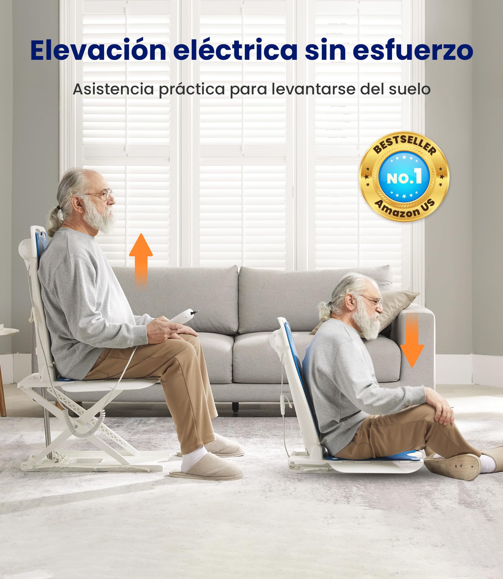 VOCIC Asientos de elevación eléctricos – Silla elevadora Multifuncional, Ajustable hasta 48 cm, Ayuda para levantarse del Suelo, Soporte hasta 136 kg, Ideal para Personas Mayores