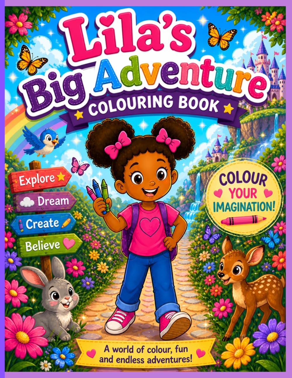 Lila’s Big Adventure Coloring Book for Kids Ages 3-8: A Coloring Story for Brave Little Dreamers with Easy Coloring Pages, Cute Animals, and Magical Worlds for Kids Ages 3-8